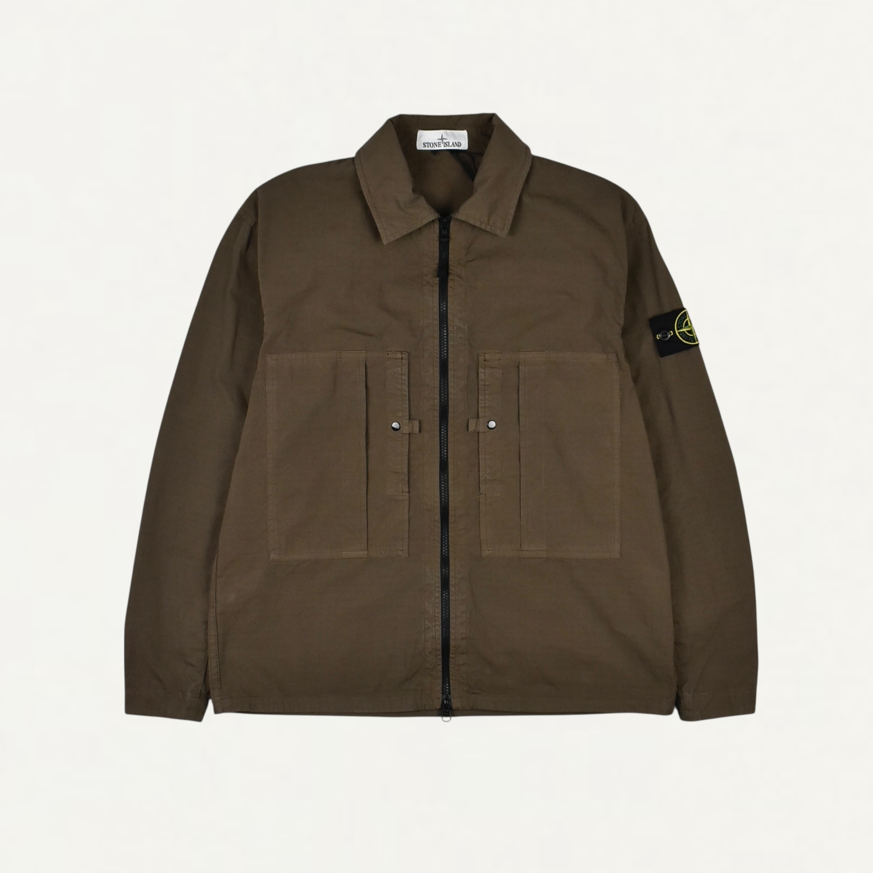 STONE ISLAND 1200005 MERCERISED ORGANIC COTTON RIPSTOP Comfort-fit zip-up overshirt with pockets[L1S151200005]