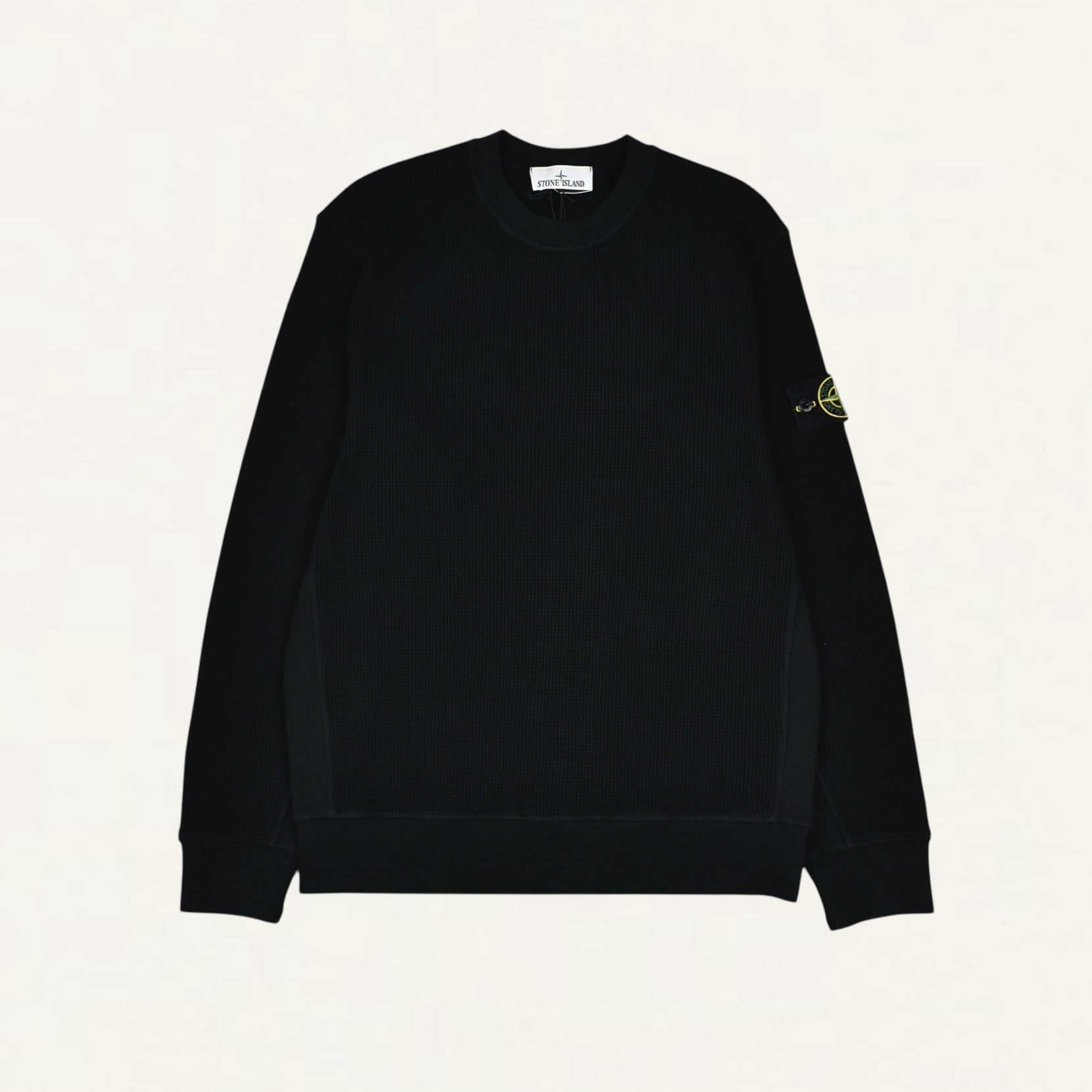 STONE ISLAND 6100056 ORGANIC COTTON WAFFLE FLEECE Regular-fit crewneck sweatshirt Black[L1S156100056]