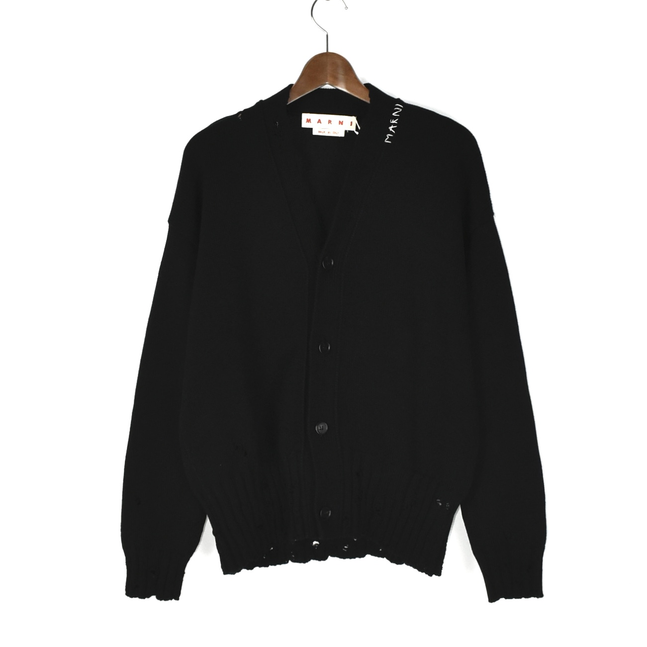 MARNI Black cotton cardigan with Marni Symbol[CDMG0136A0]