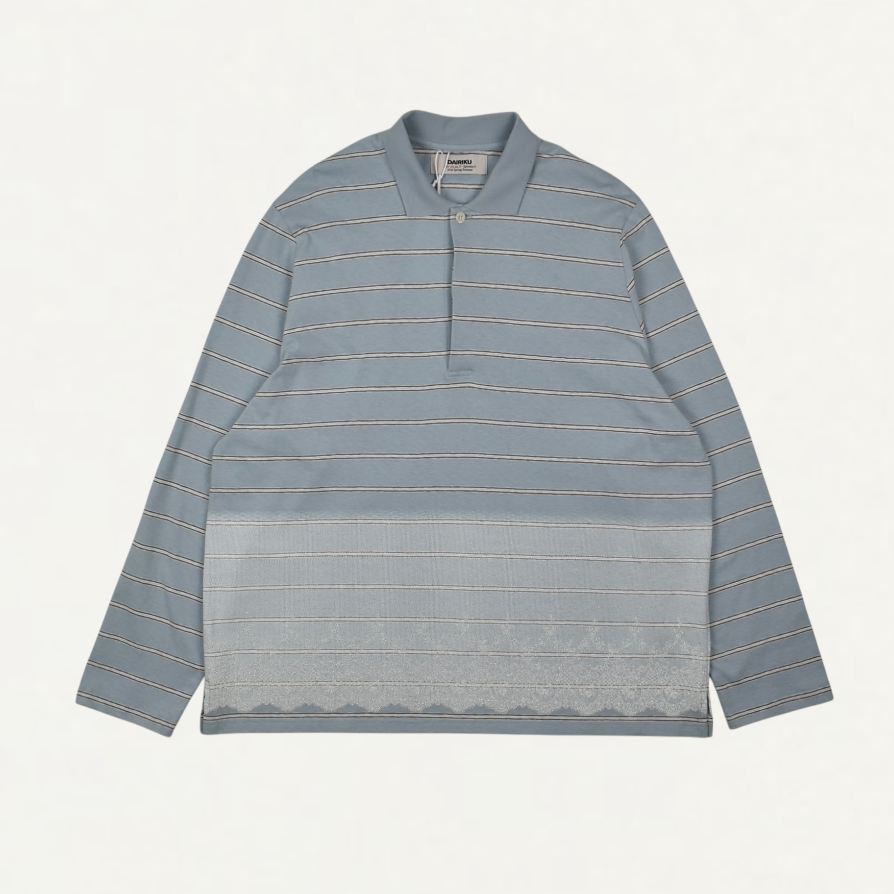 DAIRIKU BenjaminLace Print Border Skipper Tee Aqua[26SS C16]