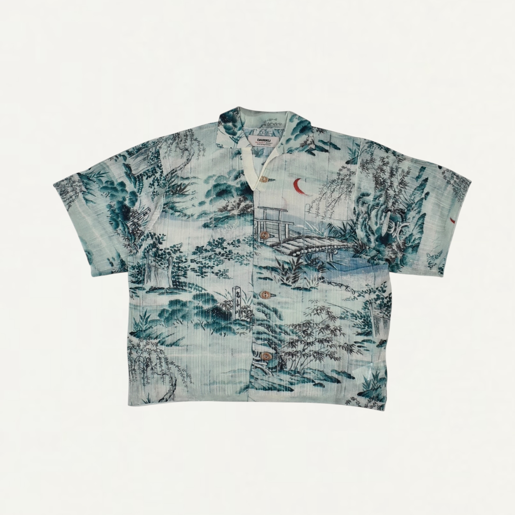 DAIRIKU Japanese Pattern Aloha Transfer Print Polo Knit Green[26SS KNT1]