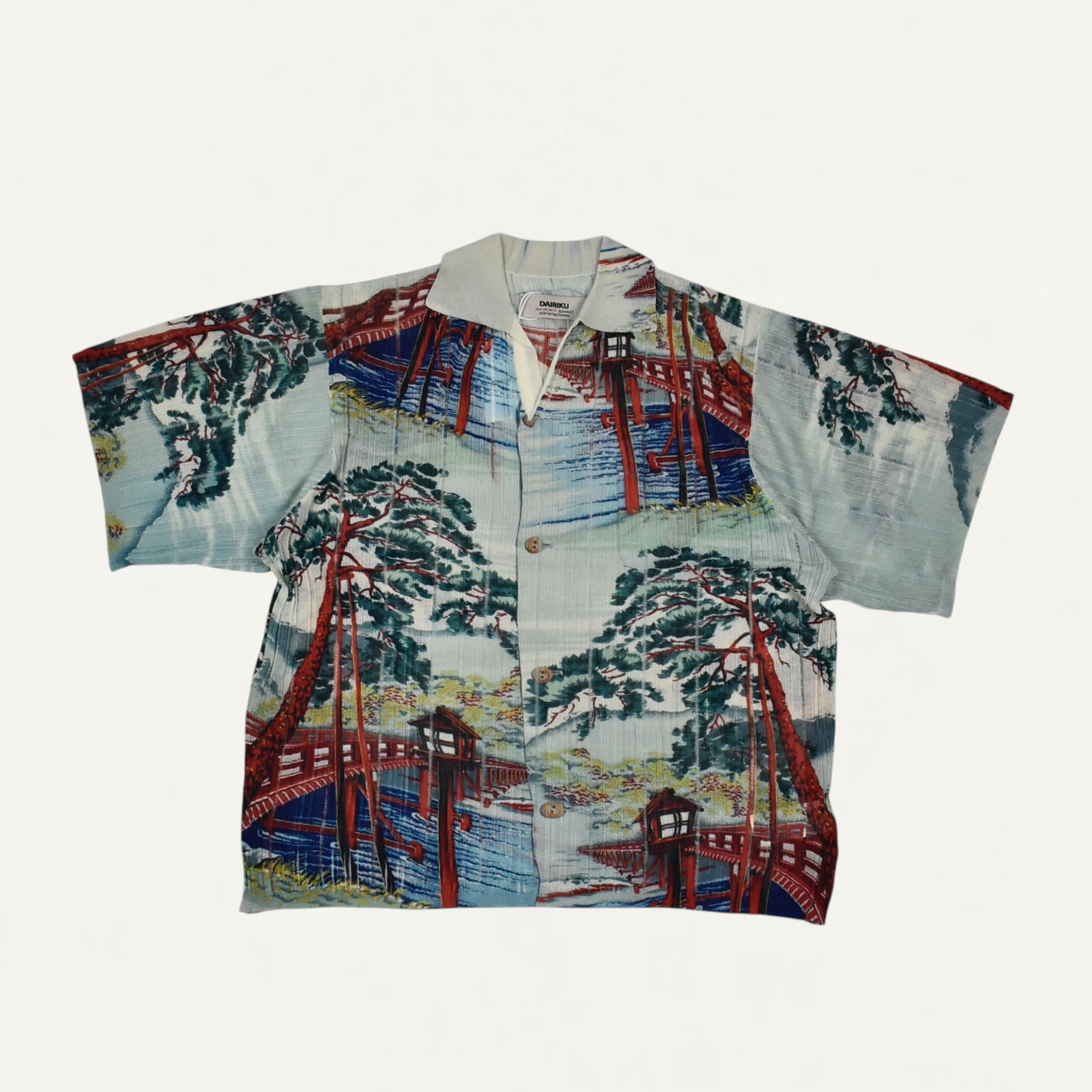 DAIRIKU Japanese Pattern Aloha Transfer Print Polo Knit Red[26SS KNT1]