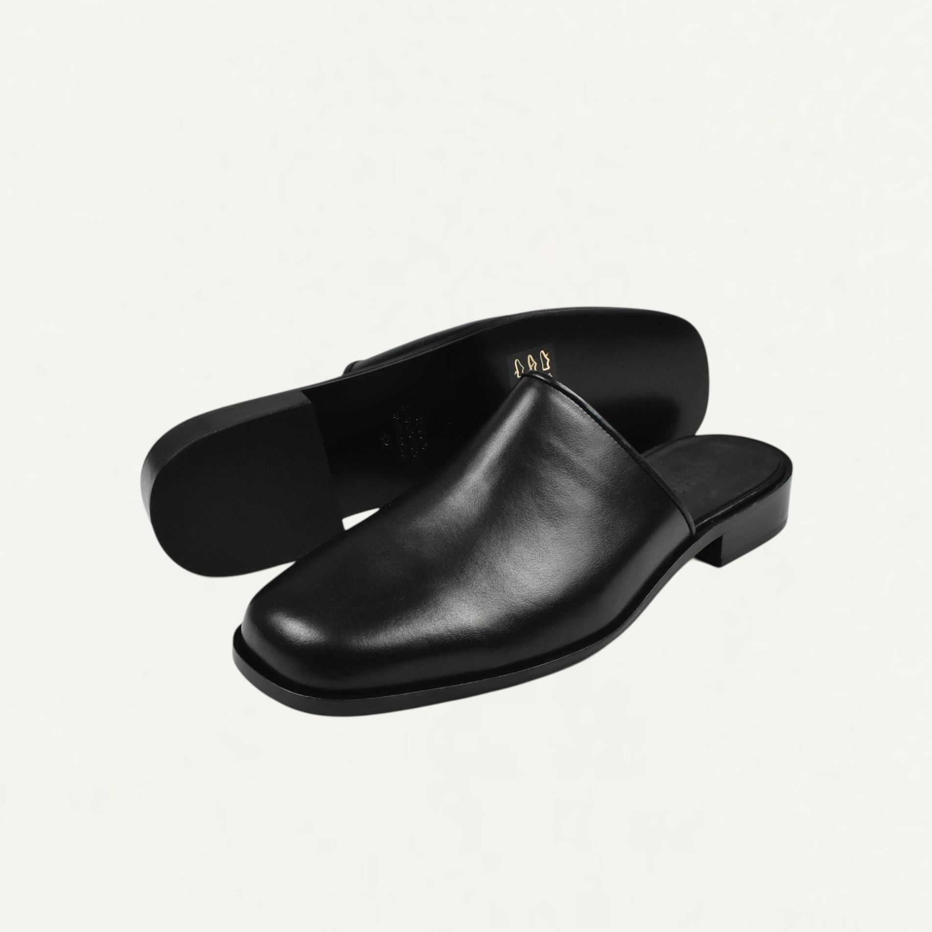 STUDIO NICHOLSON SOFT CALF LEATHER MULE BLACK[BARLOW SNM-1526]