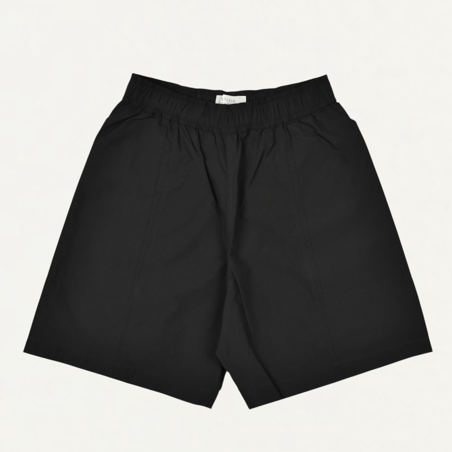 STUDIO NICHOLSON TECHNICAL NYLON COTTON ELASTICATED SHORTS COAL[GALO SNM-1473]