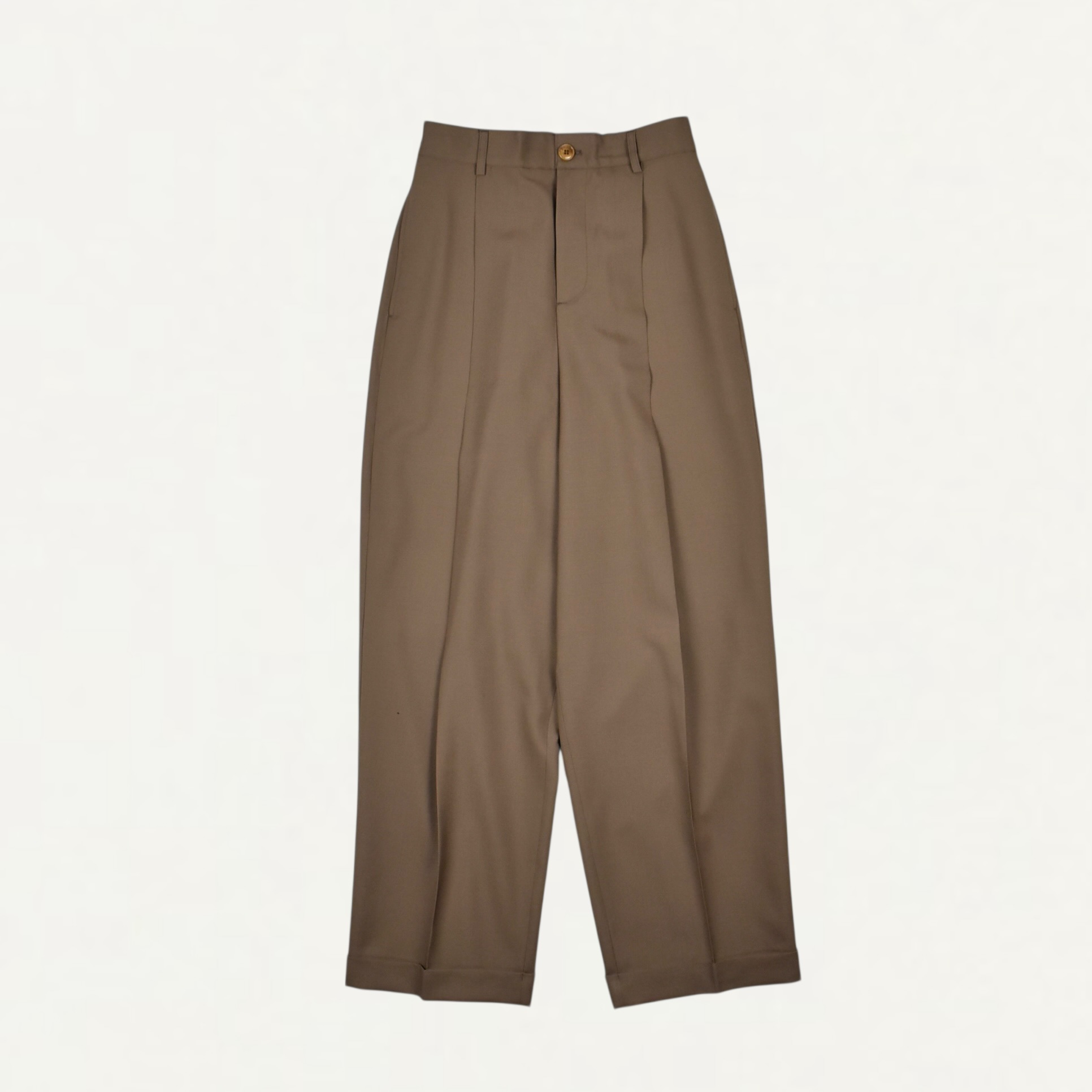 MARNI Brown tropical wool pleated trousers[PUMU0332U0]