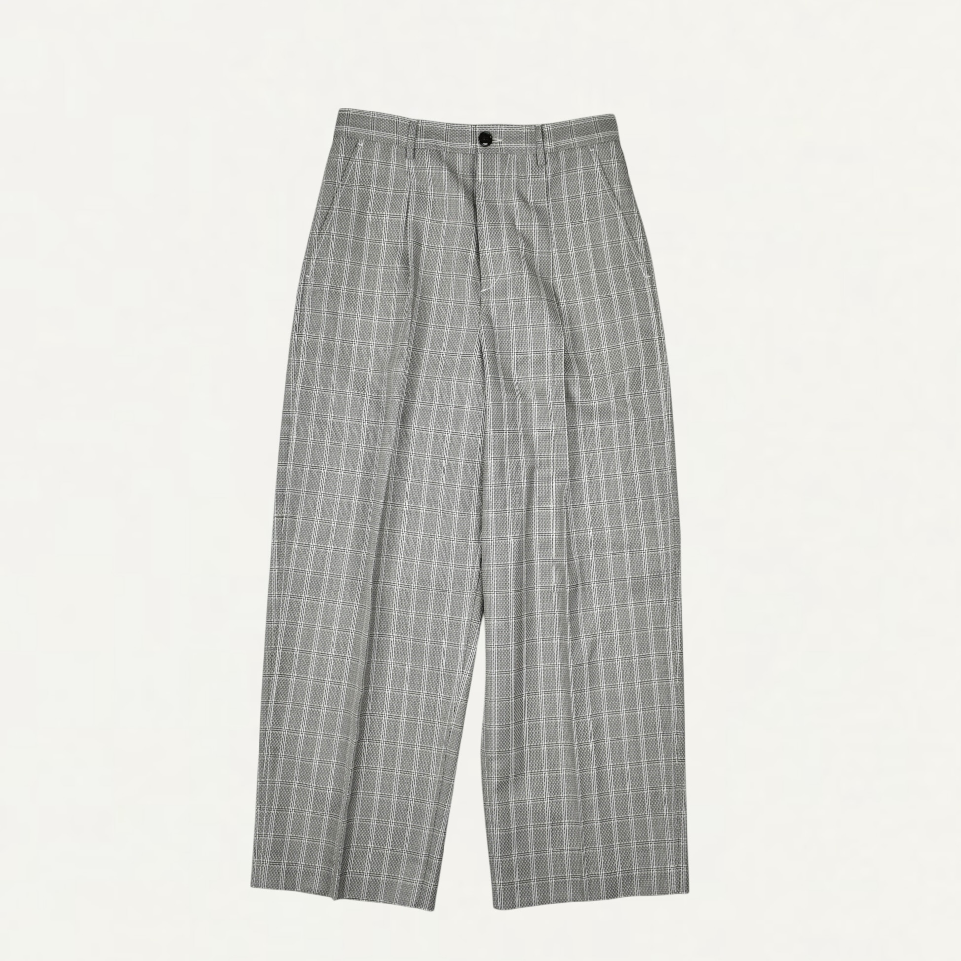 MARNI Brown check pleated wool trousers[PUMU0327XU]