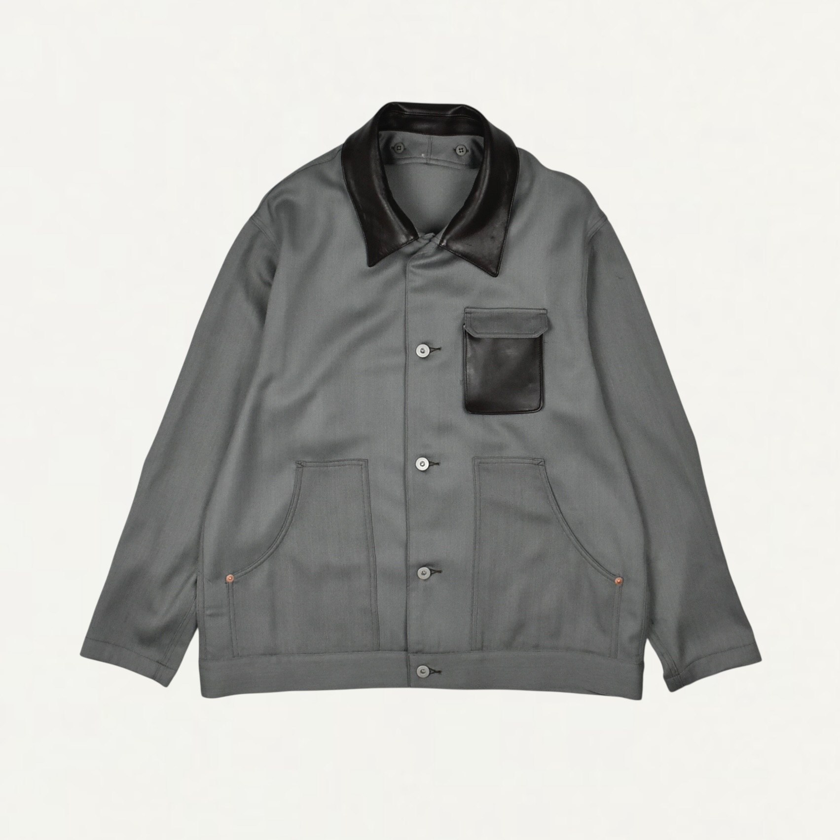 SEEALL CONVERTIBLE COLLAR WORK JACKET GREY GREEN[SAU63-JK183-MK-003-GREY GREEN]