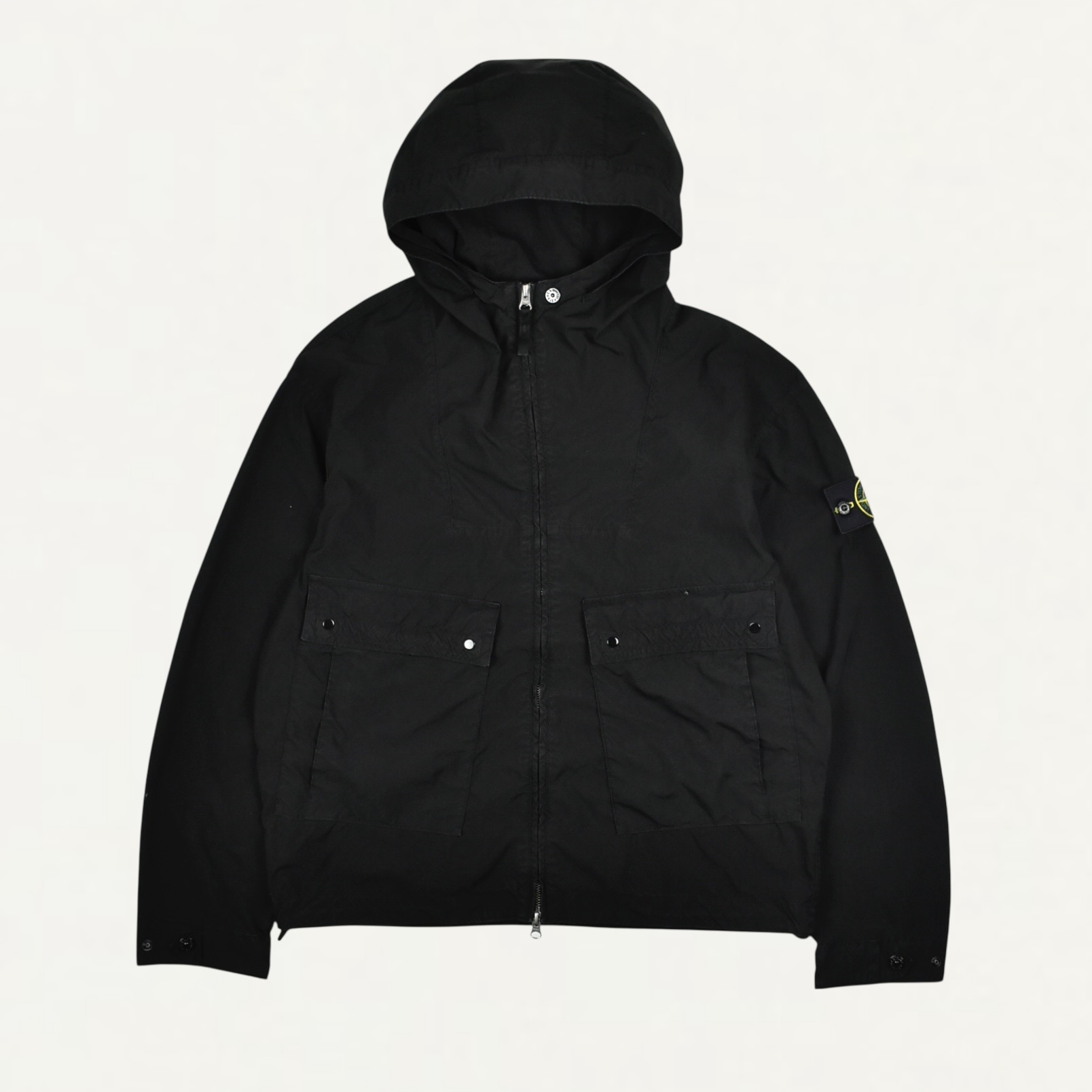 STONE ISLAND 4100052 LIGHT COMPACT TOUCH POLY-TC Hooded jacket with anti-drop Black[L1S154100052S0042V0029]