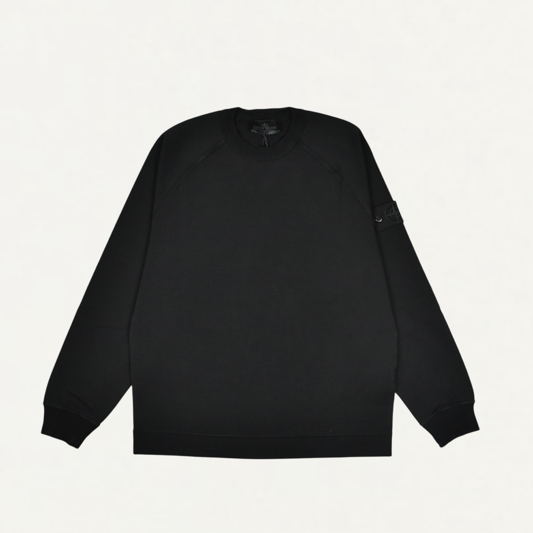 STONE ISLAND 6100064 COTTON STRETCH FLEECE_S.I. GHOST Regular-fit crewneck sweatshirt with raglan sleeves Black[L1S156100064S00F3V0029]