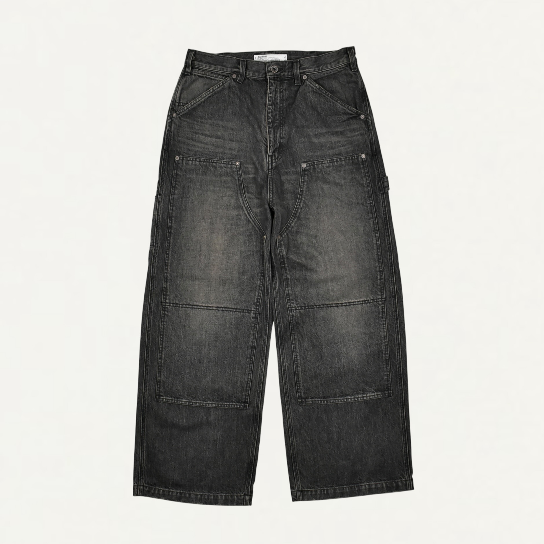 DAIRIKU Vintage Washed Painter Denim Wide Pants Black[26SS D17]