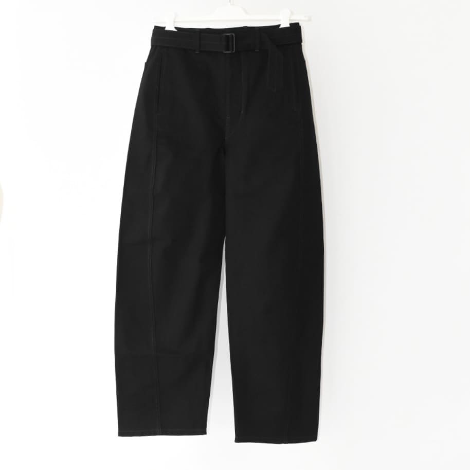 LEMAIRE TWISTED BELTED PANTS HEAVY BLACK DENIM[PA326 LD1000]
