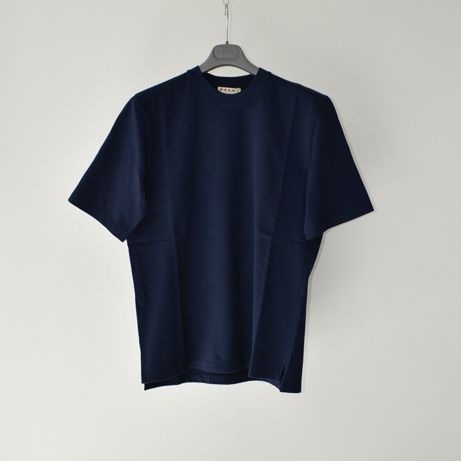 MARNI マルニパッチ付き オーガニックコットン製オーバーサイズTシャツBLUE[HUMU0287X0]