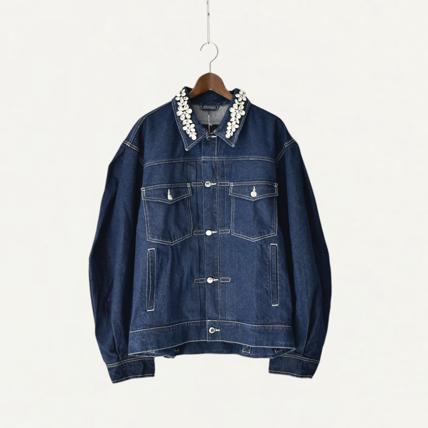 Simone Rocha PUFF SLEEVE DENIM JACKET W/EMB INDIGO/CLEAR[6116B 1231]