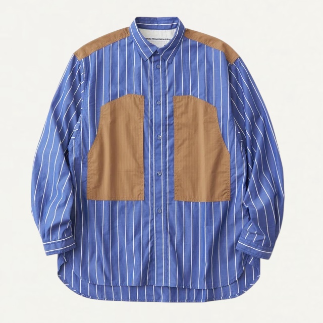 White Mountaineering MID GUSSET SLEEVE STRIPE WORK SHIRT[WM2571115]