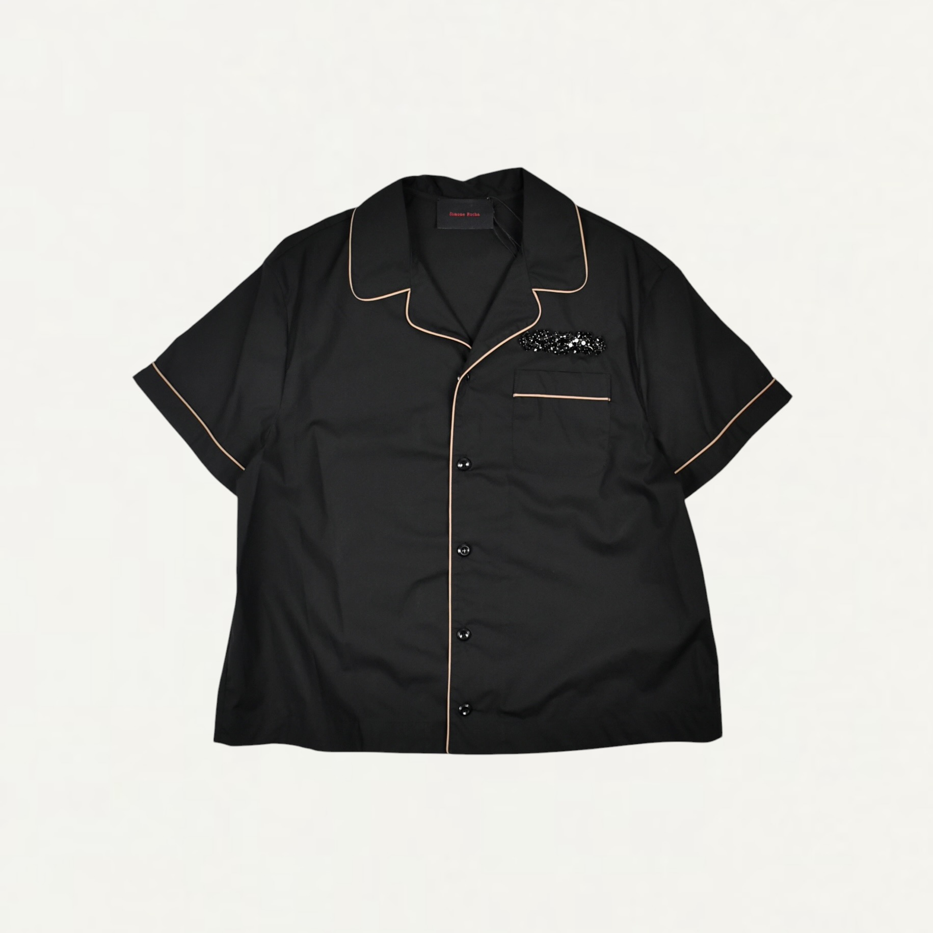 Simone Rocha EMBELLISHED FITTED PIPED SHIRT BLACK/JET[5430B 1286]