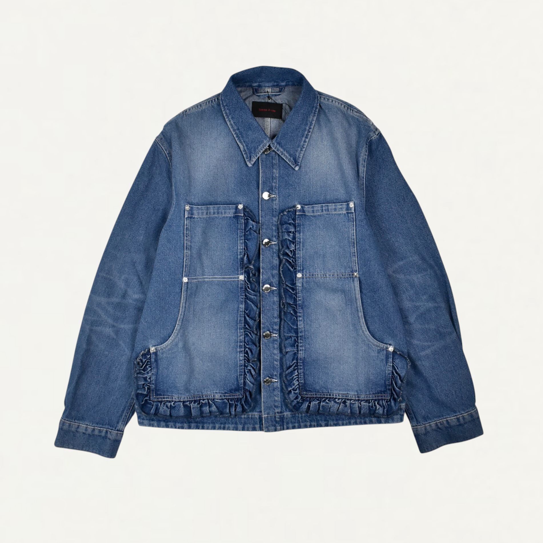 Simone Rocha OVERSIZED RUFFLE FRILL WORKWEAR JACKET WASHED DENIM[6165 1231]
