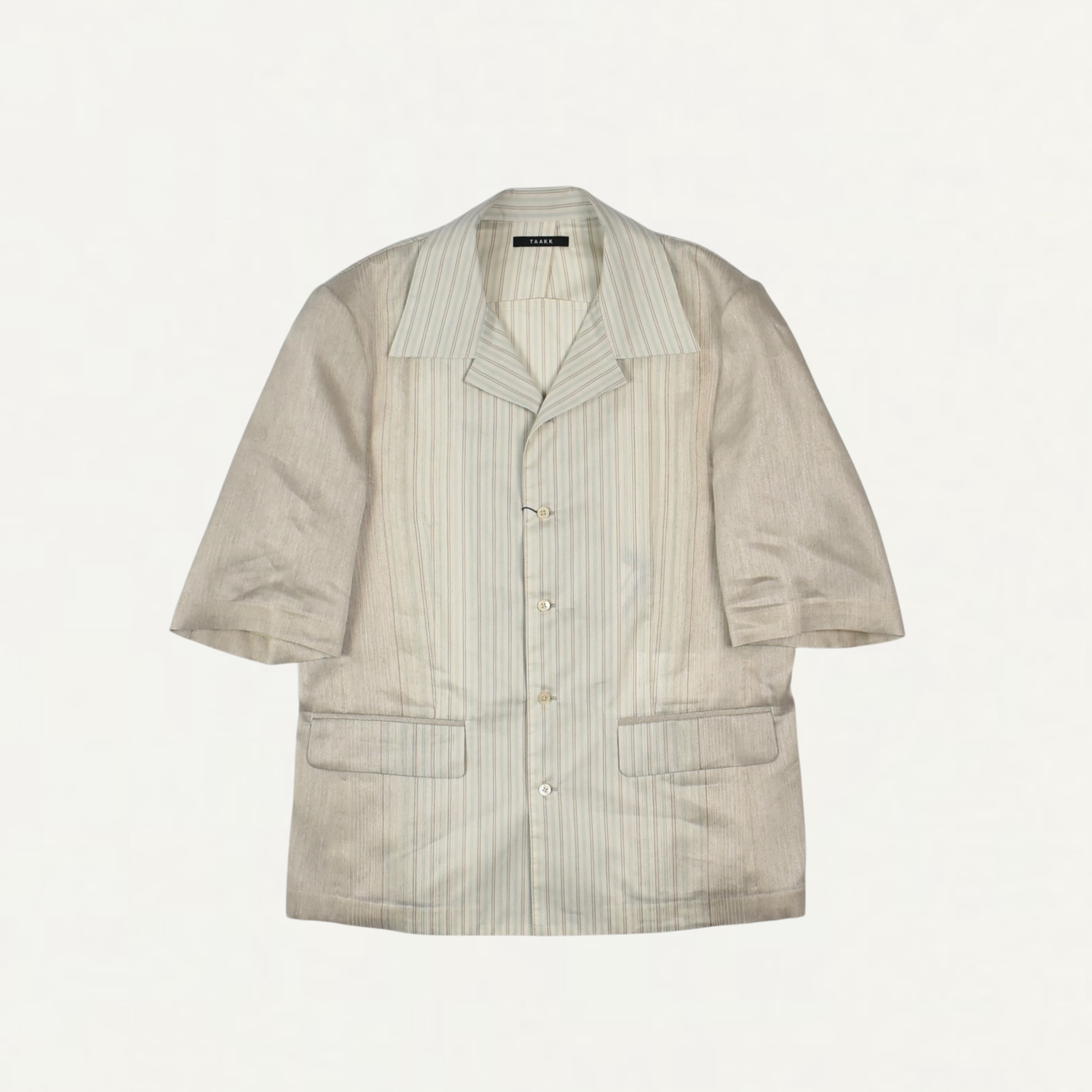 TAAKK GRADIENT SHEER Short Sleeve Shirt Jacket Beige[TA26SS]
