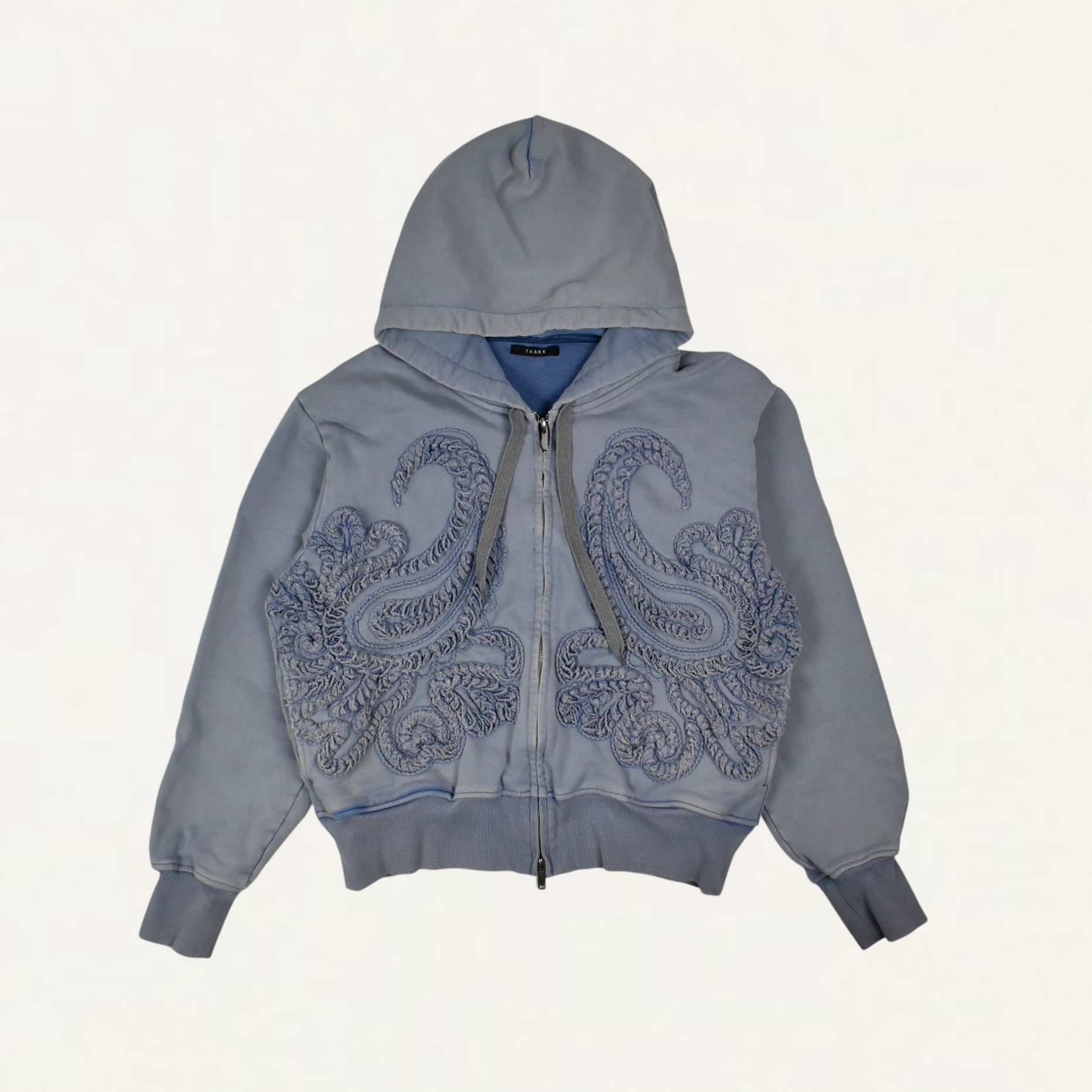 TAAKK SCULPTURAL EMBROIDERY JERSEY Zip Hoodie BLUE BLEACH[TA26SS-JR054]