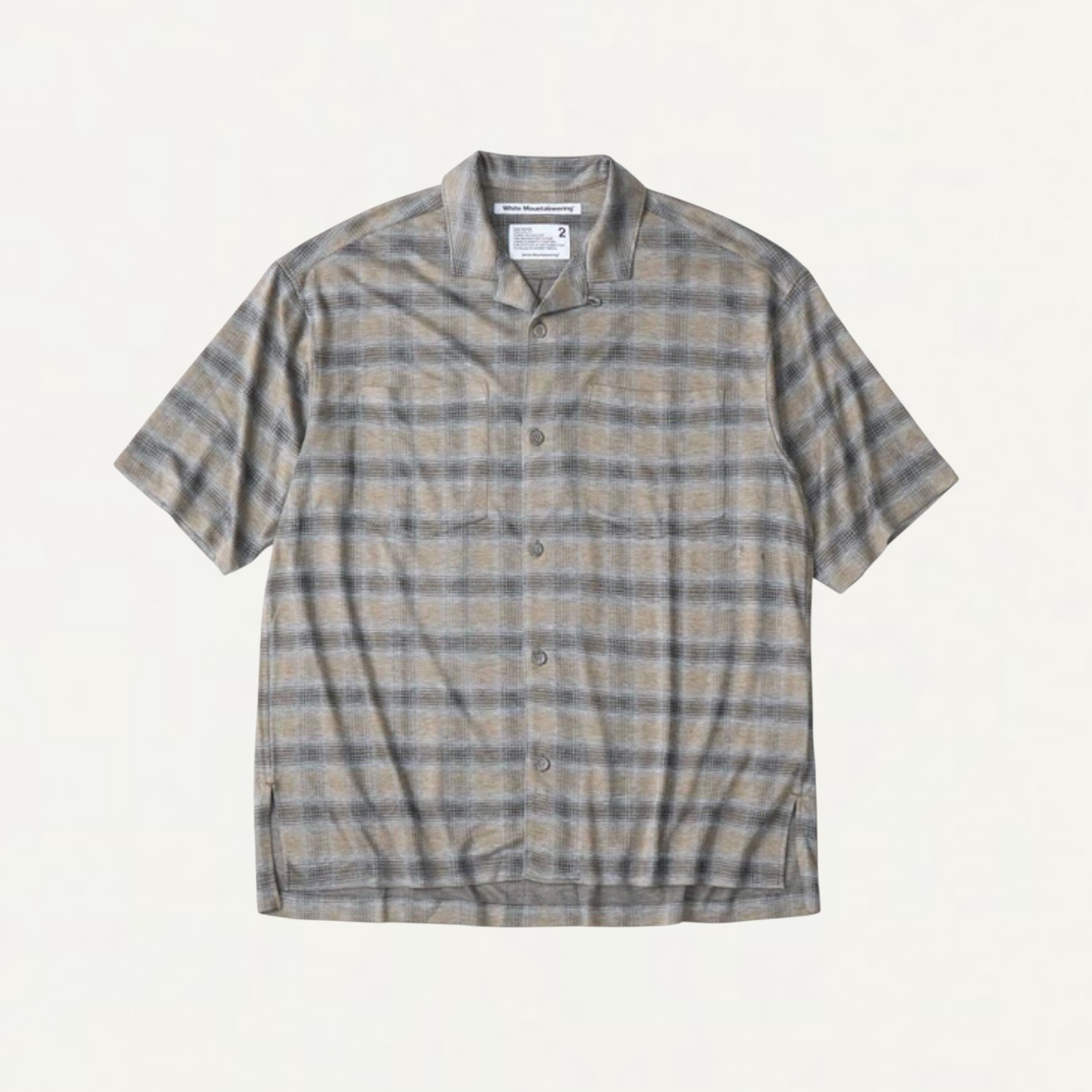 White Mountaineering CHECK JACQUARD OPEN COLLAR SHIRT BEIGE[WM2671117]