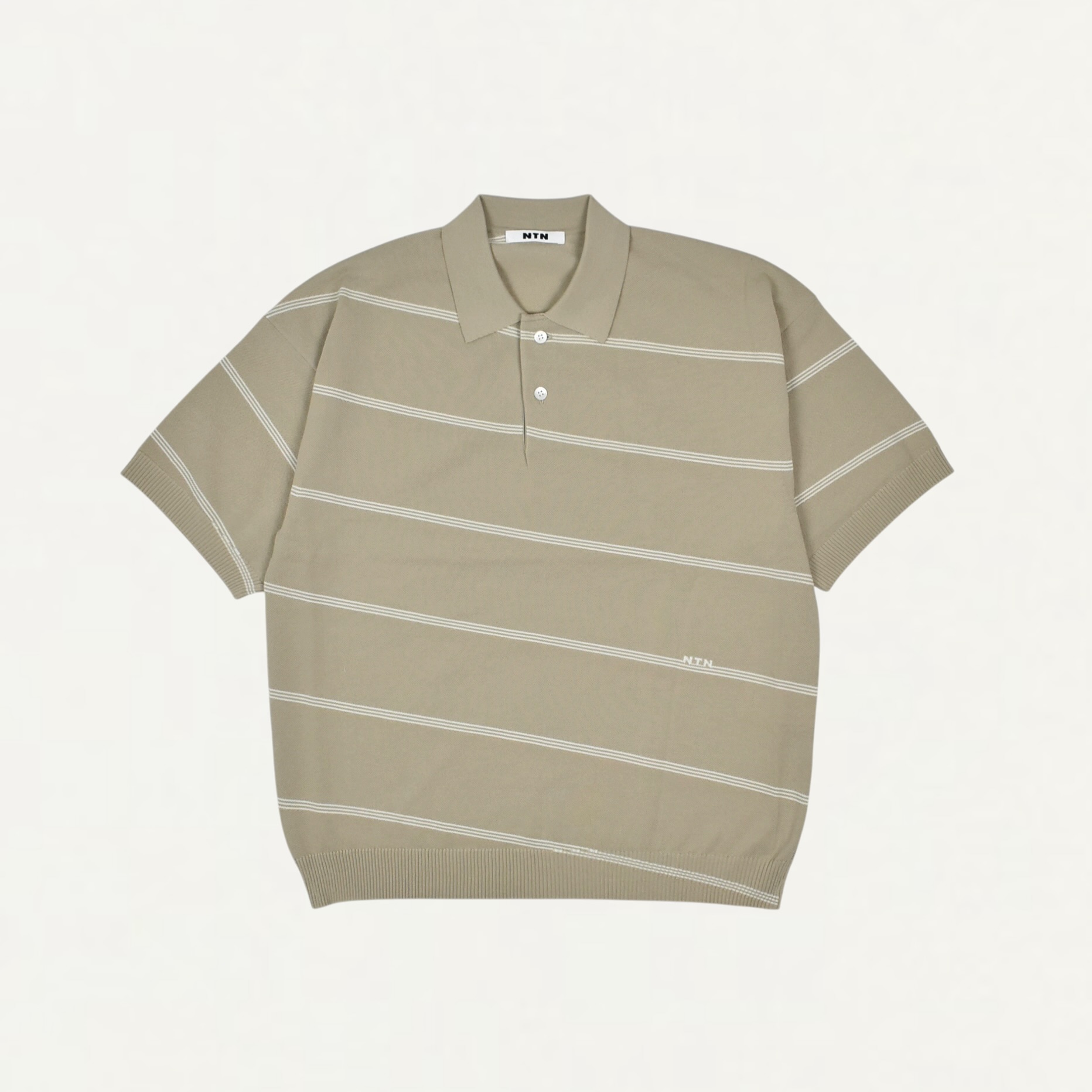 NTN ANGLE BORDER KNIT POLO SAND×ECRU[N006-045136]