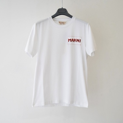 MARNI マルニパッチ オーガニックコットン Tシャツ ホワイト[HUMU0198X0]