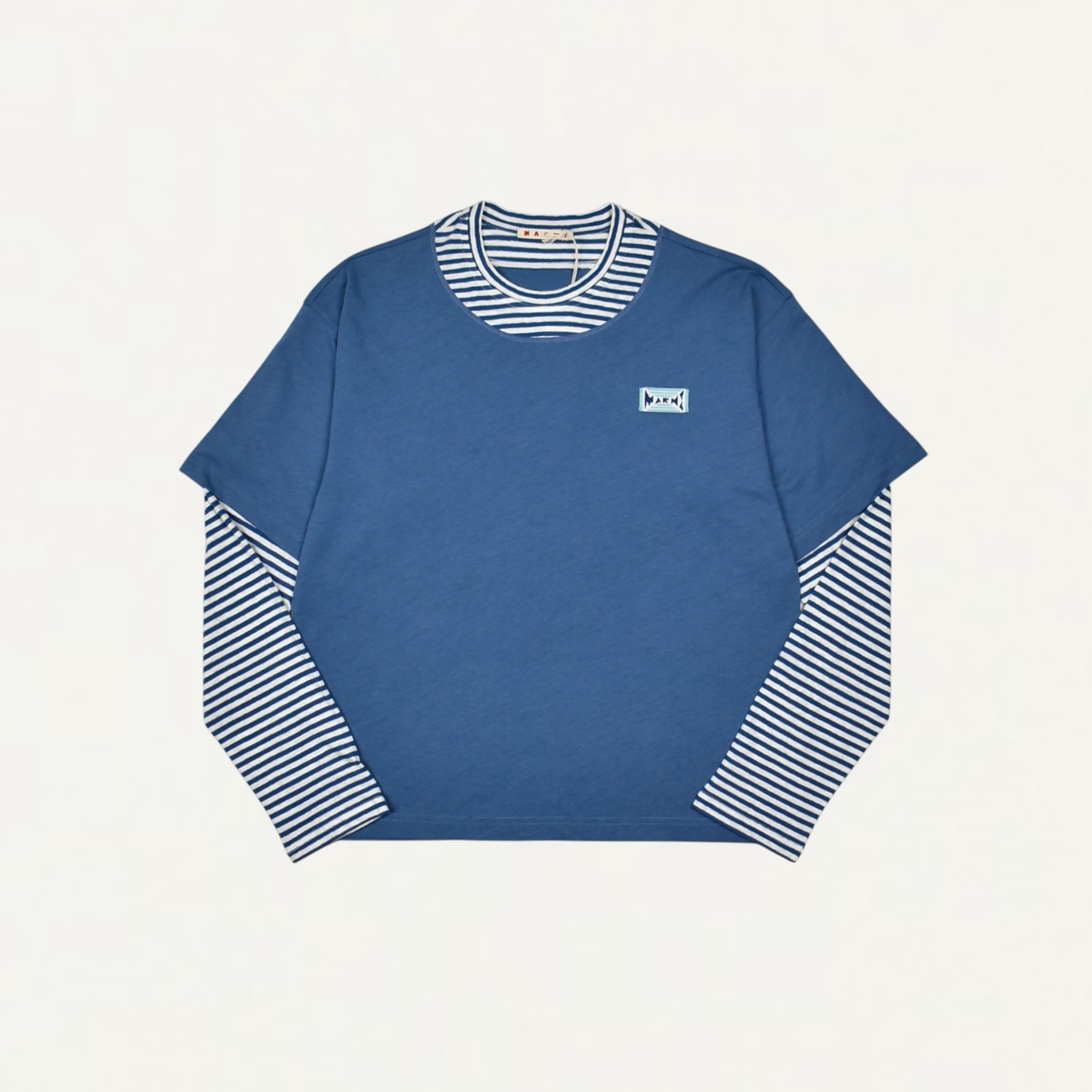MARNI Blue and royal layered cotton T-shirt[HUMU0365QX]