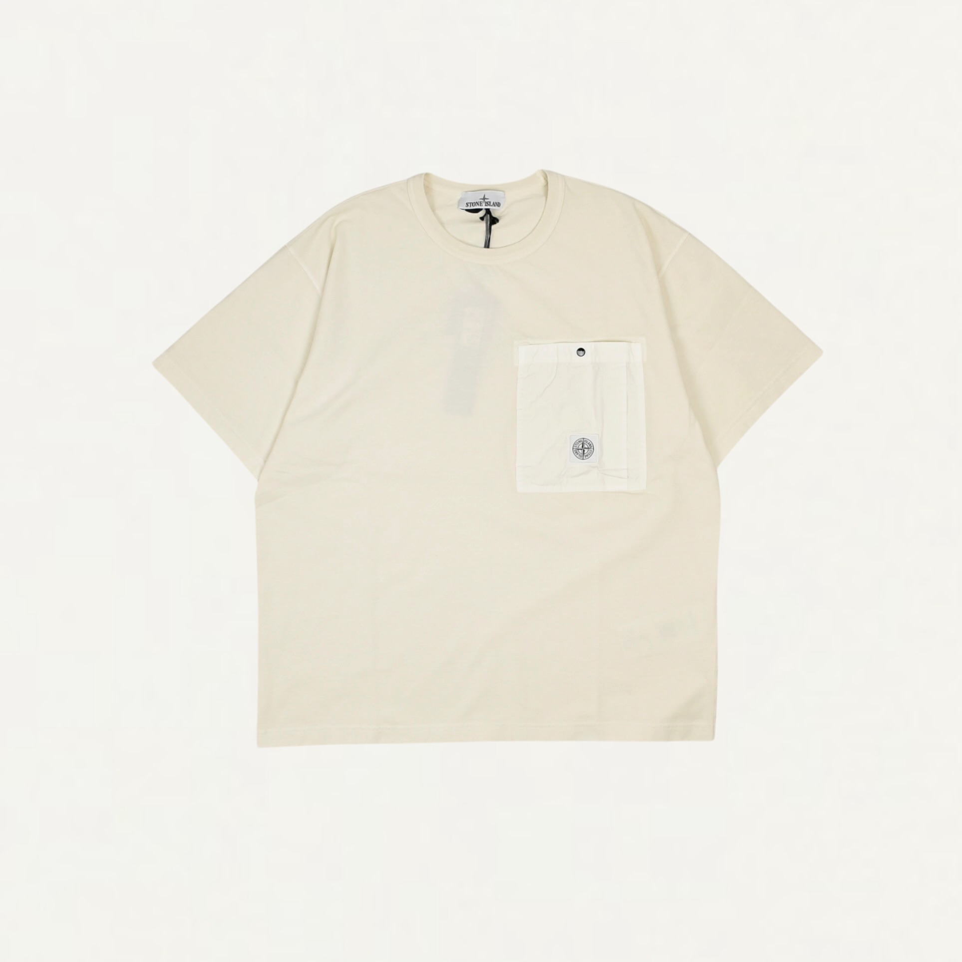 STONE ISLAND 2100004 COMBED ORGANIC COTTON JERSEY Regular-fit T-shirt with chest pocket Ivory[L1S152100004S0115V0093]
