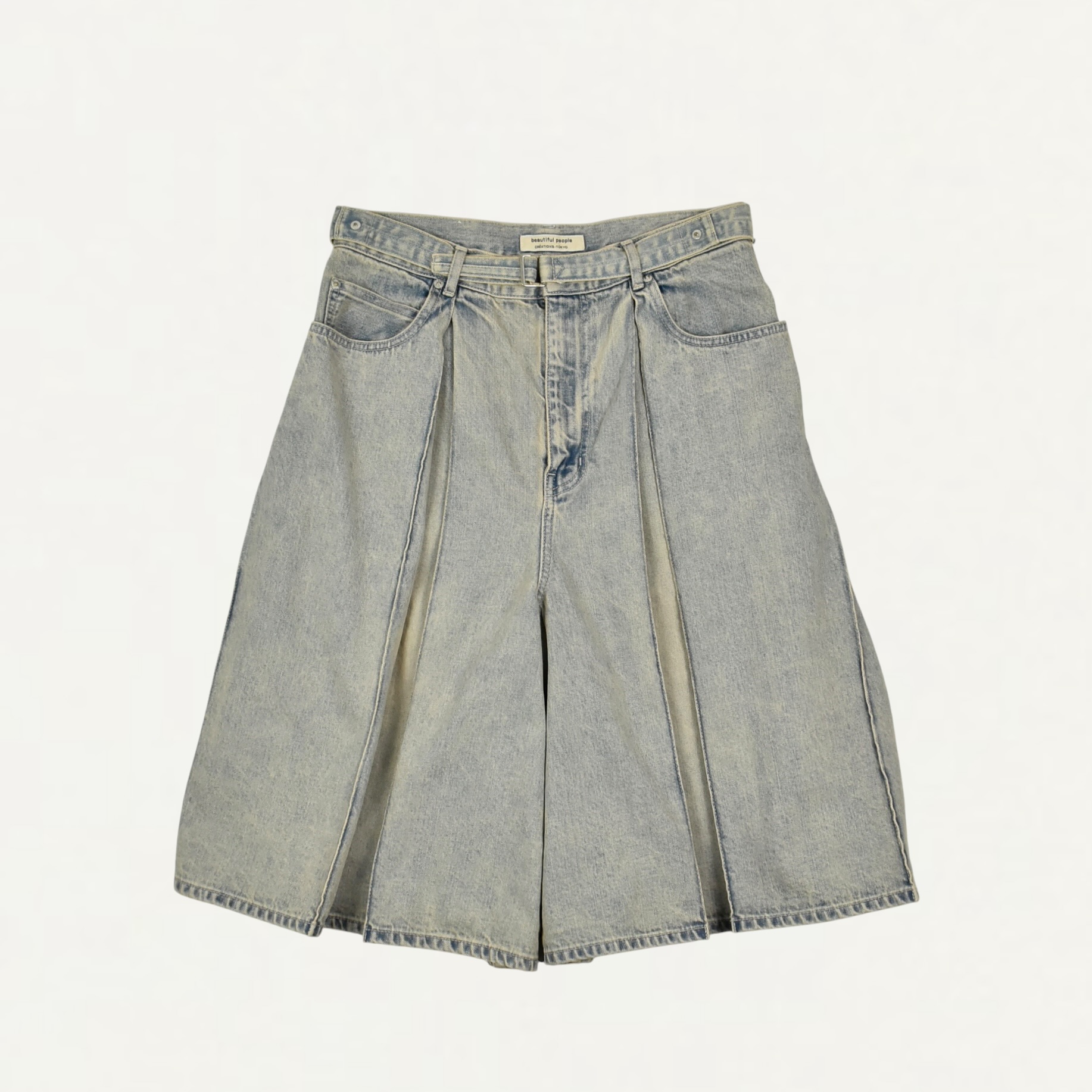 beautiful people selvedge denim o/d tuck skirt pants beige[1626107005]