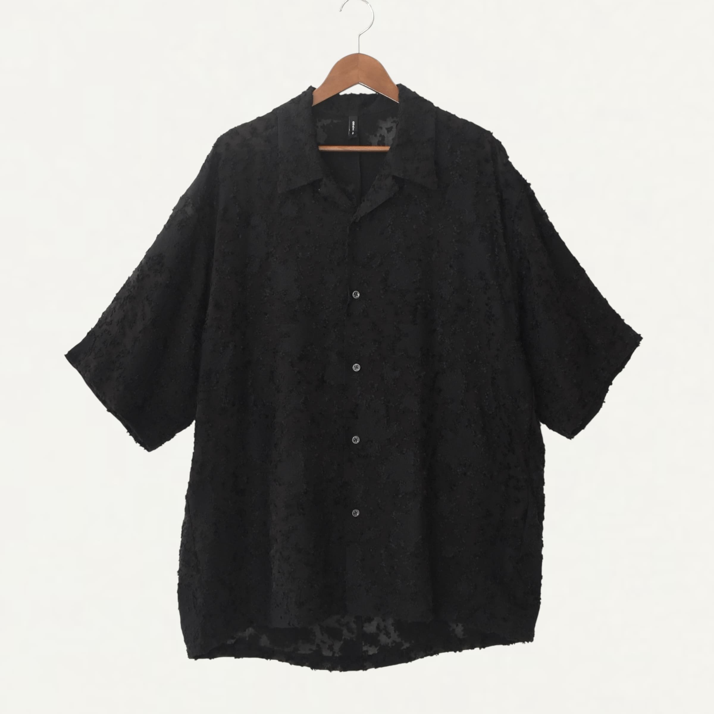 08sircus CUT JACQUARD ORGANDY BACK DOLMAN SPRIT SHIRT BLACK[S25SS-SH03]