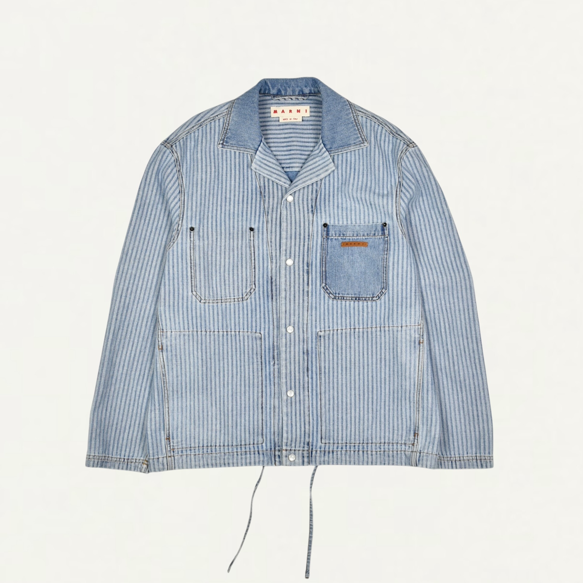 MARNI Water blue stone washed stripe denim shirt[CUJU0033Q0]