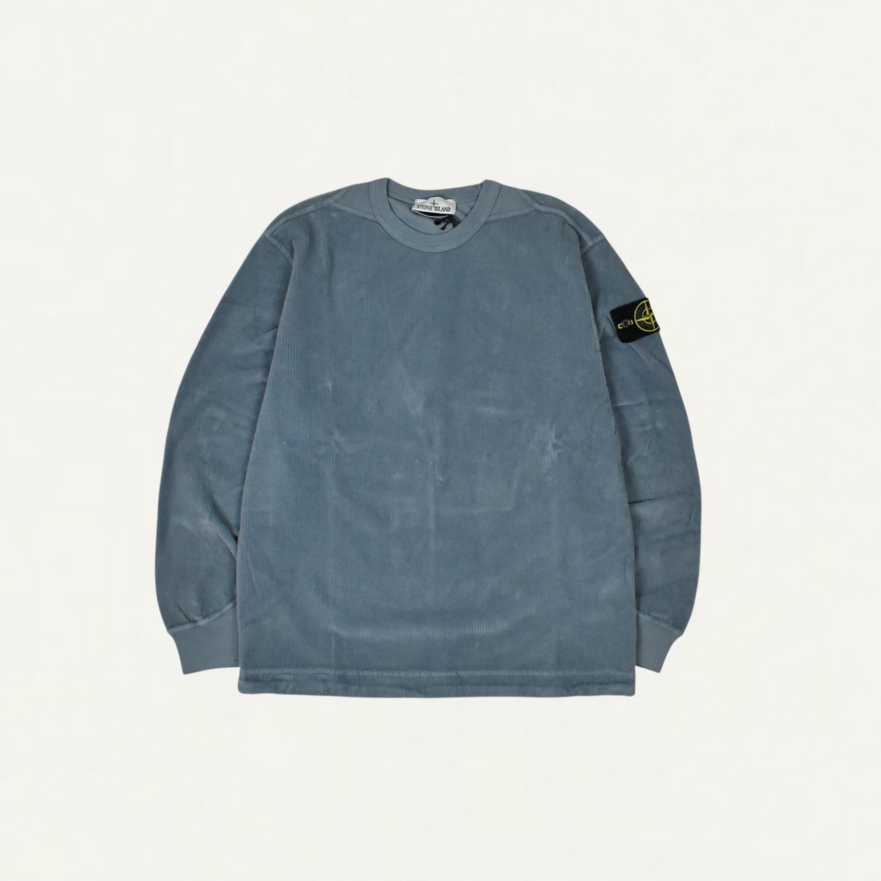 STONE ISLAND 6100030 Organic cotton ribbed crew neck sweater Steel blue[S15-61000-30]