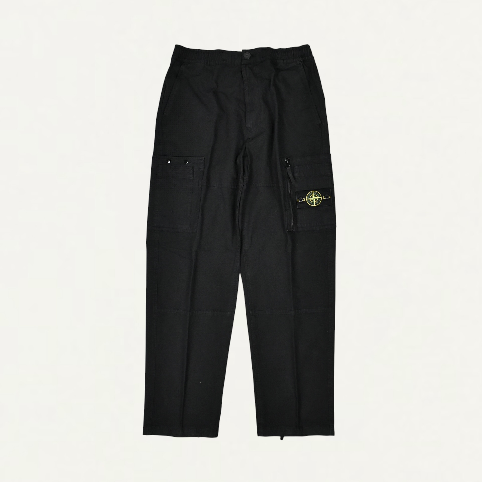STONE ISLAND 3100015 ORGANIC COTTON RIPSTOP Loose-fit cargo trousers with zip and snap pockets Black[S15-31000-15]