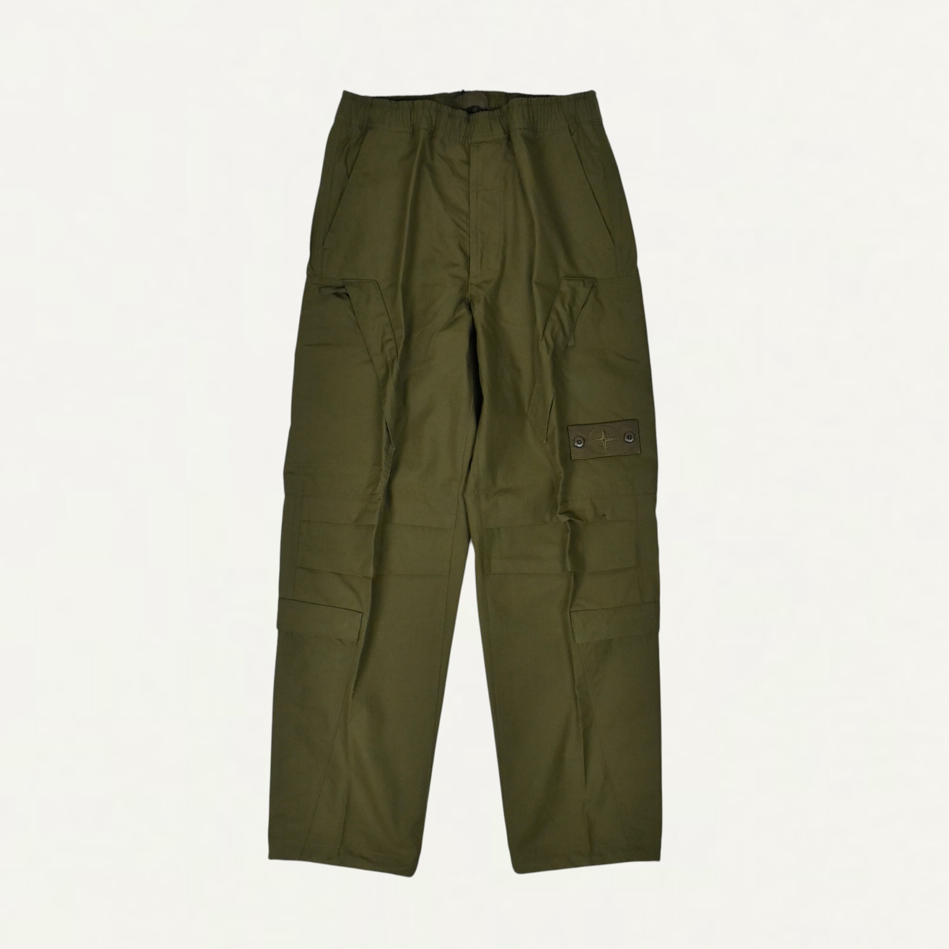 STONE ISLAND 3100022 ALL-WEATHER COTTON CANVAS_S.I. GHOST Loose-fit cargo trousers Military Green[L2S153100022S0F01]