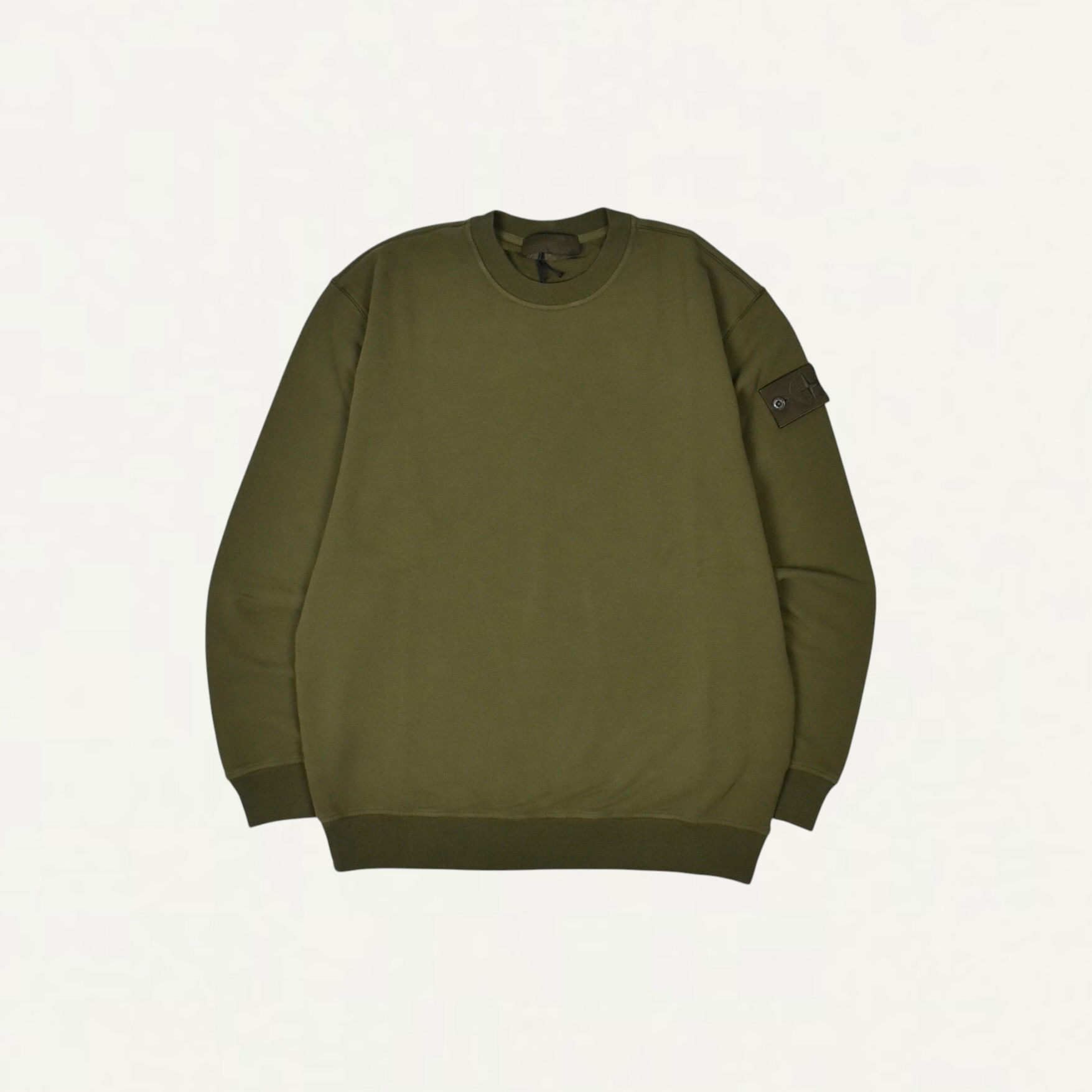 STONE ISLAND 6100069 STRETCH COTTON FLEECE_S.I. GHOST Comfort-fit crewneck sweatshirt Military Green[L2S156100069S0F53]