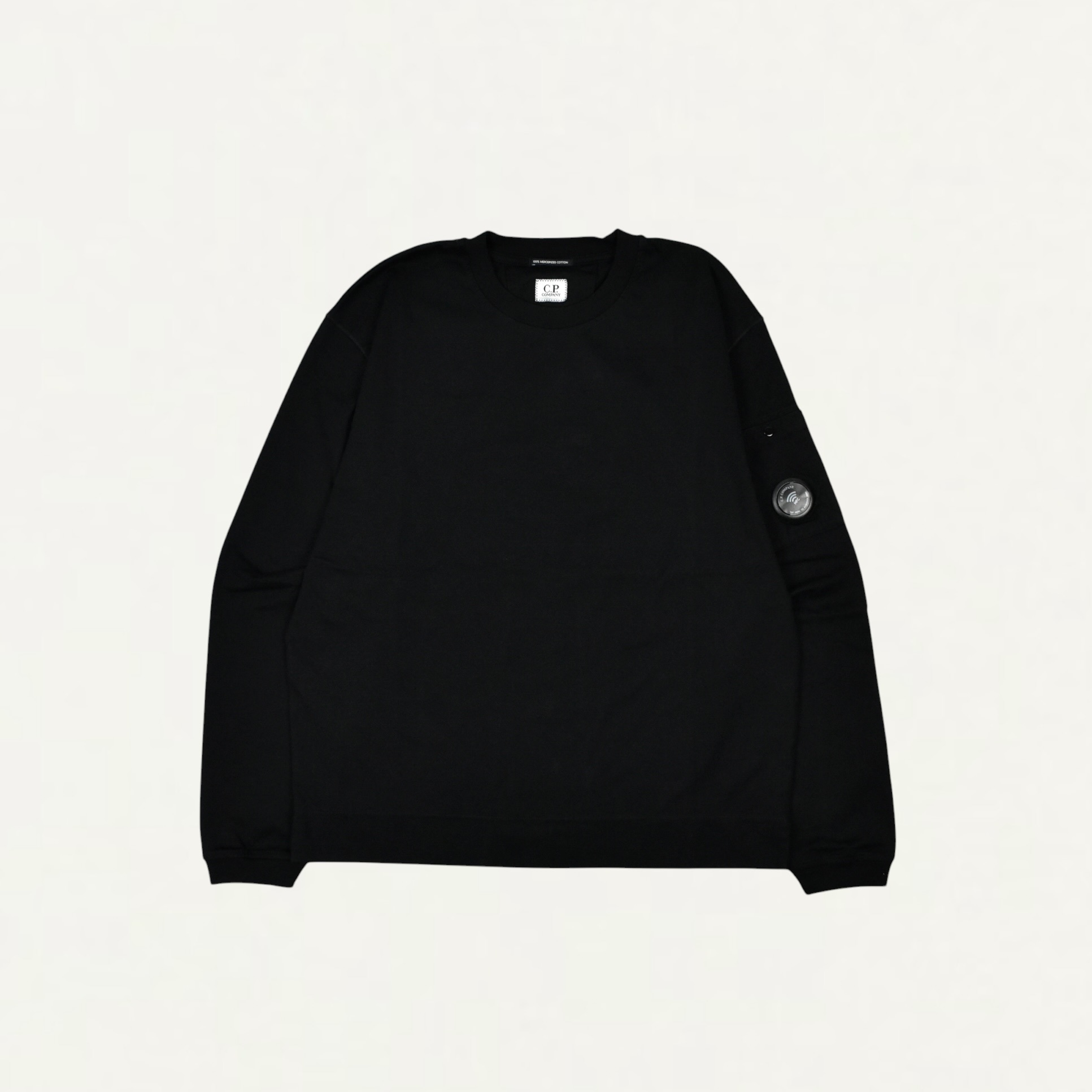 C.P. Company 30/2 Mercerized Jersey Long Sleeve T-Shirt with Lens Black[21CMTS100A]