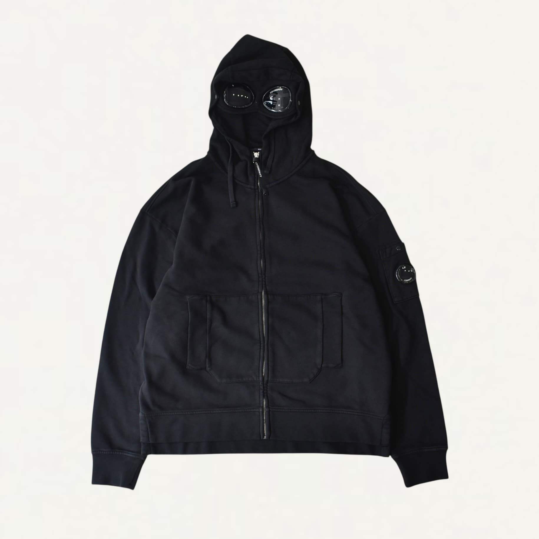 C.P. Company Brushed Emerized Diagonal Fleece Hooded Sweat Shirts Black[19CMSS060A ]