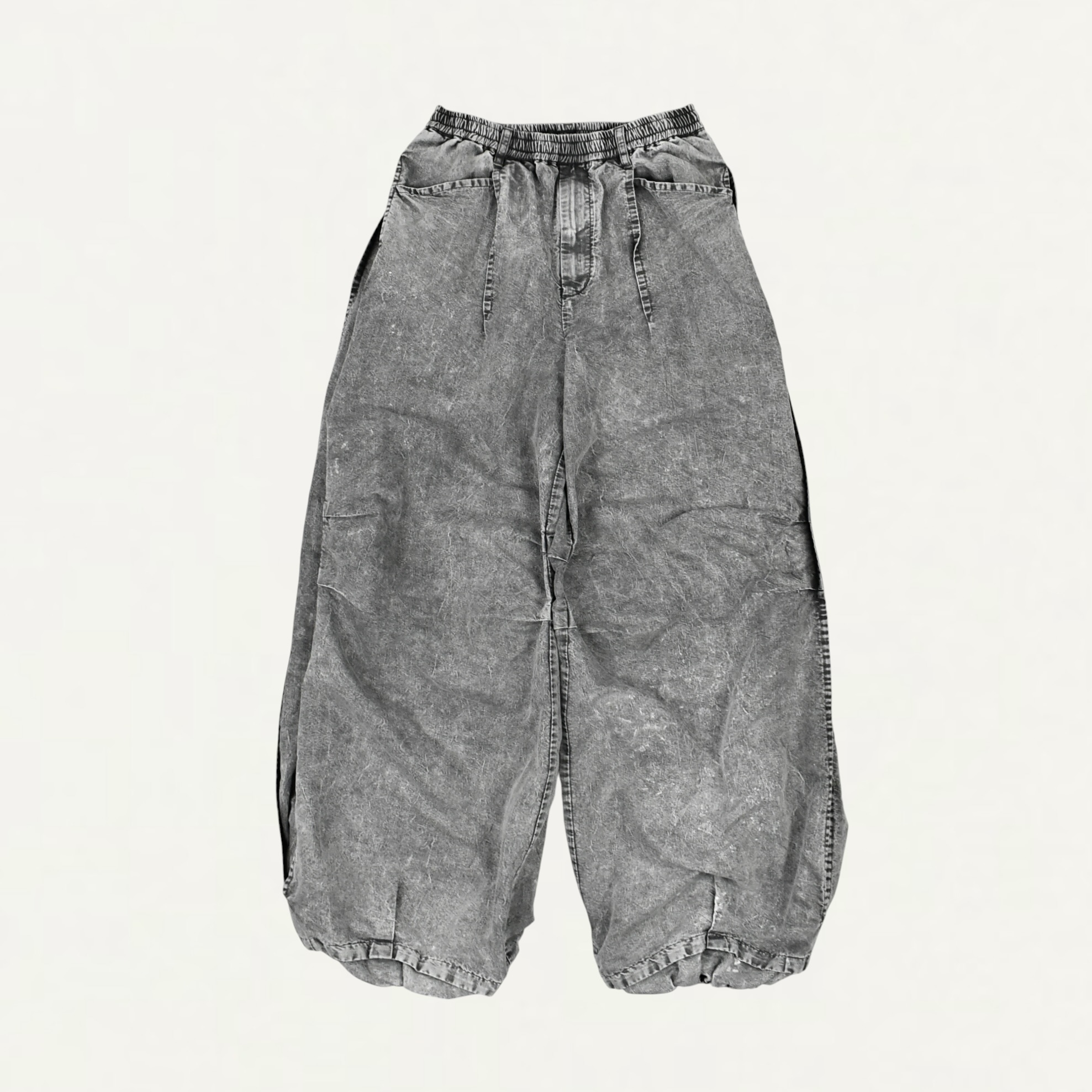TAAKK LIGHTWEIGHT DENIM TUCKED BALLOON DENIM LIGHT GRAY[TA26AW-PT021]