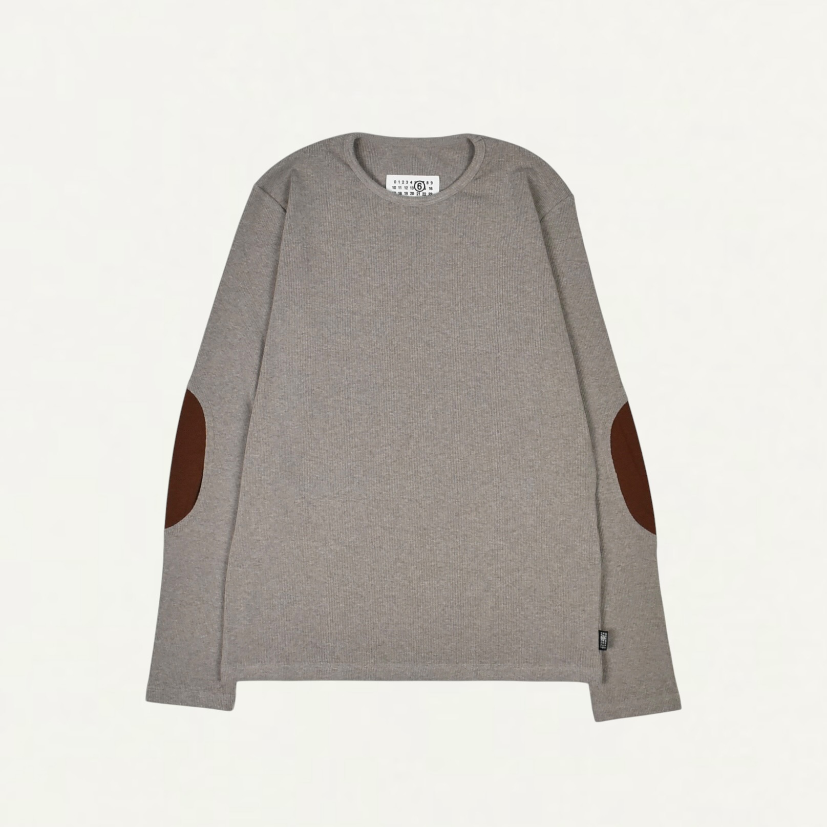 MM6 MAISON MARGIELA WOOL BLEND RIB JERSEY Long-sleeved Top Taupe[SH0NH0025]