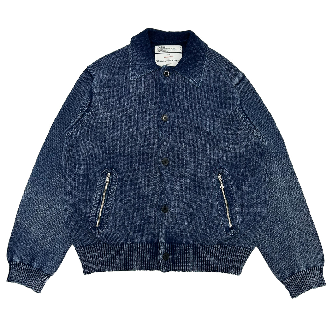 DAIRIKU Vintage Dyed Knit Jacket Indigo[25AW K5]