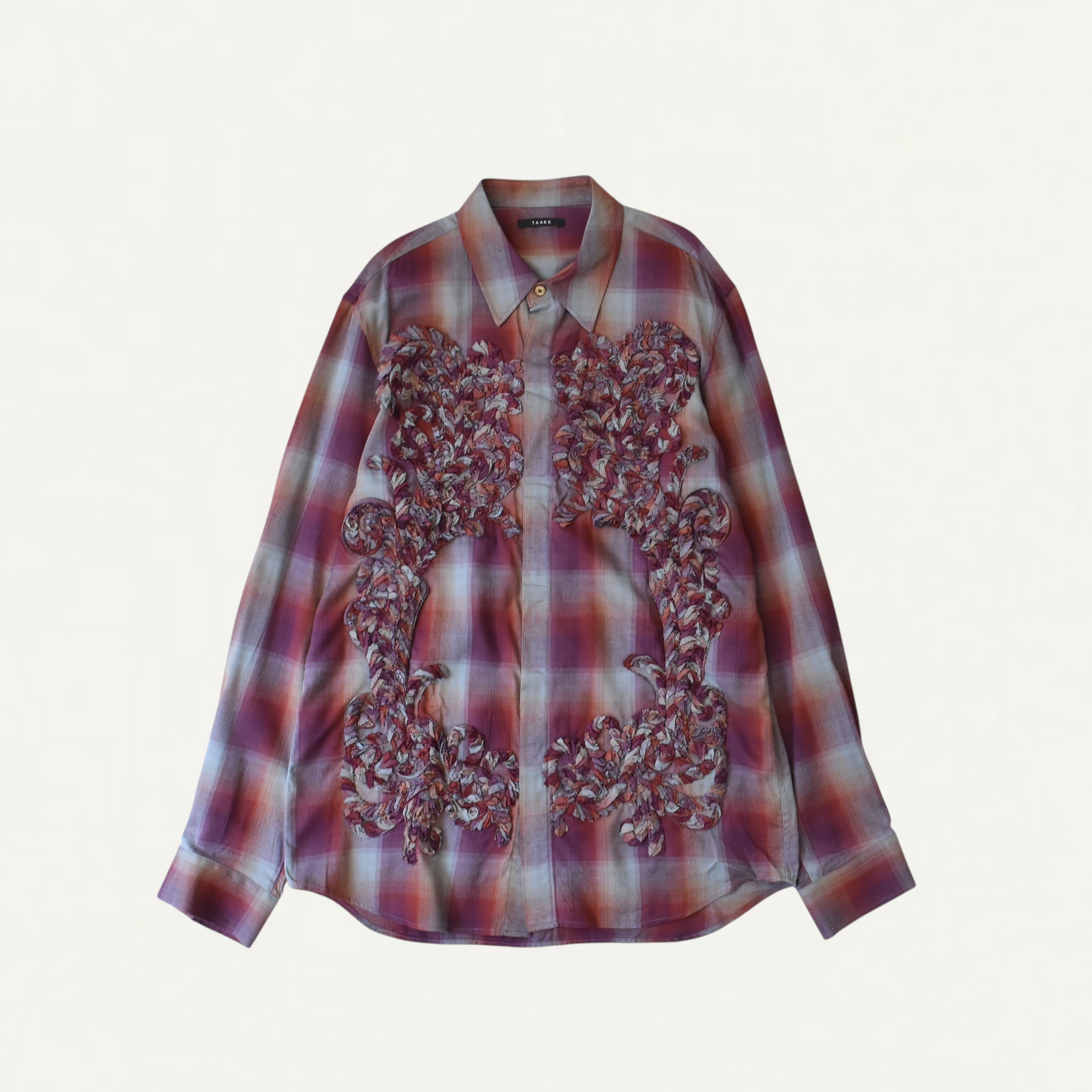 TAAKK CHECK EMBROIDERY SHIRTS RED[TA25AW-SH020]