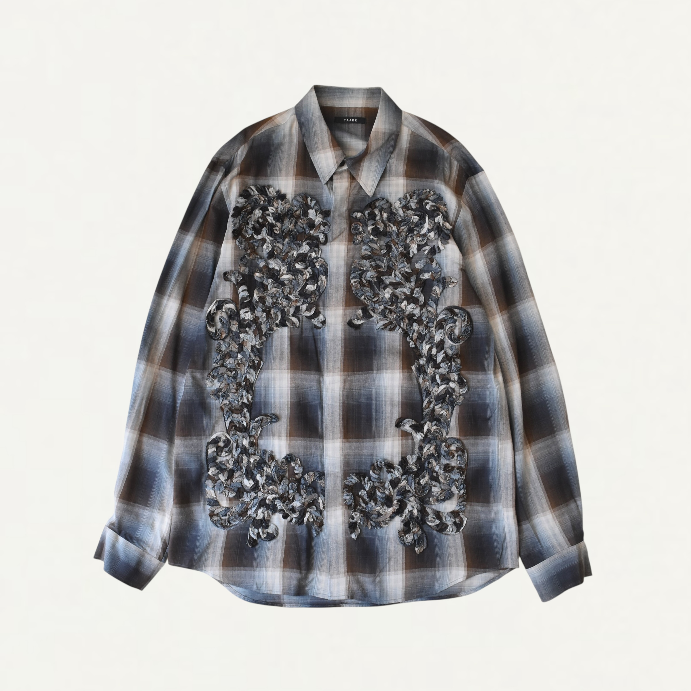 TAAKK CHECK EMBROIDERY SHIRTS BLACK[TA25AW-SH020]