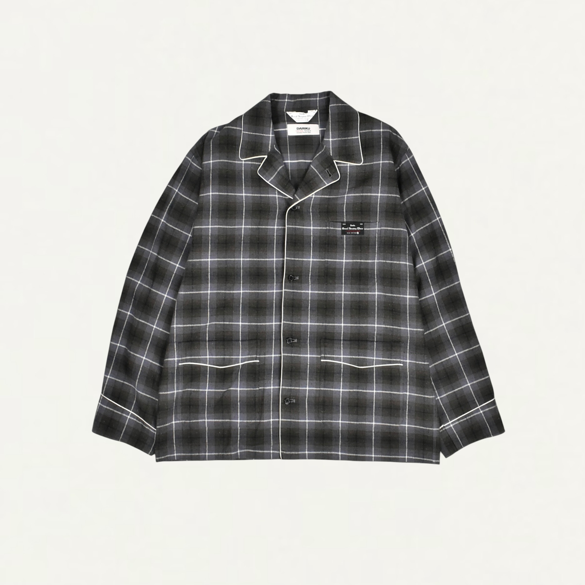 DAIRIKU "Good Sleeping Wear" Silk Cotton Check Shirt JKT Black&Purple Check[DA-26AW-J14]