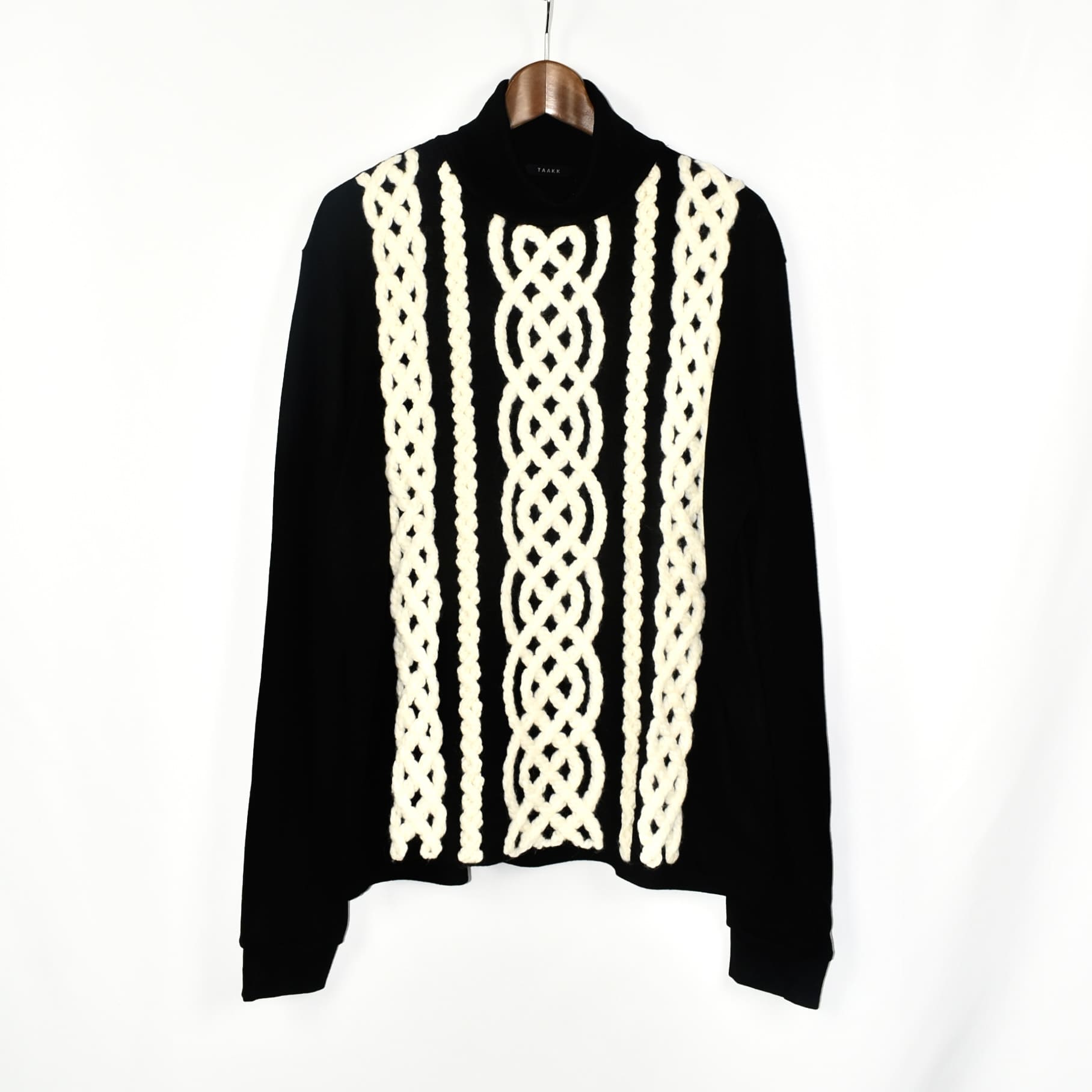 TAAKK CABLE EMBROIDERY KNIT BLACK/WHITE[TA24AW-JR057]