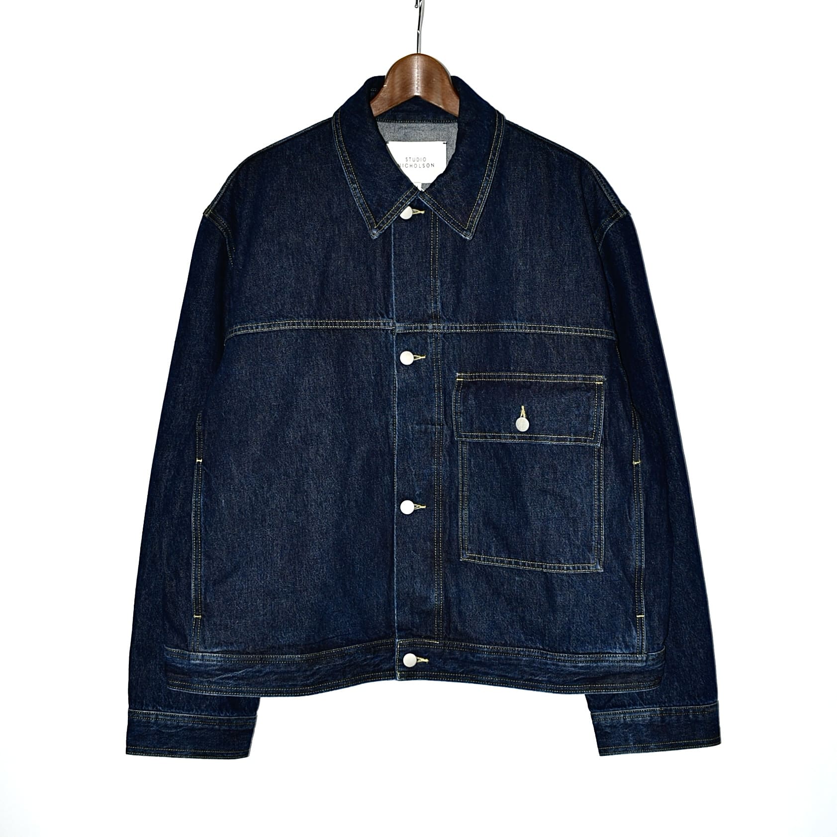 STUDIO NICHOLSON PATCH POCKET DENIM JACKET[PETER SNM-1079]