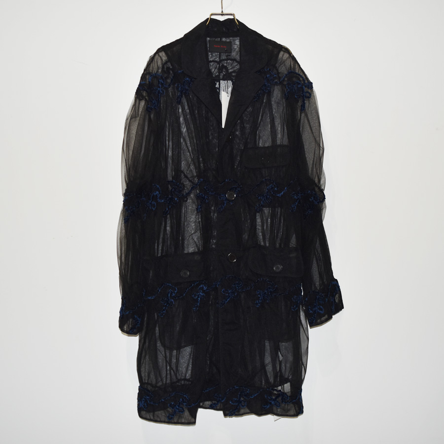 SIMONE ROCHA Embroidered Sheer Overcoat[BK/NV]