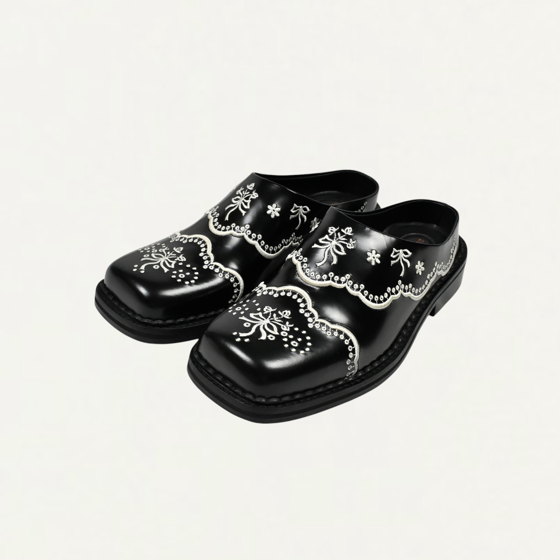 Simone Rocha Floral Lace Mule Black/Cream[BRG22M 0740]