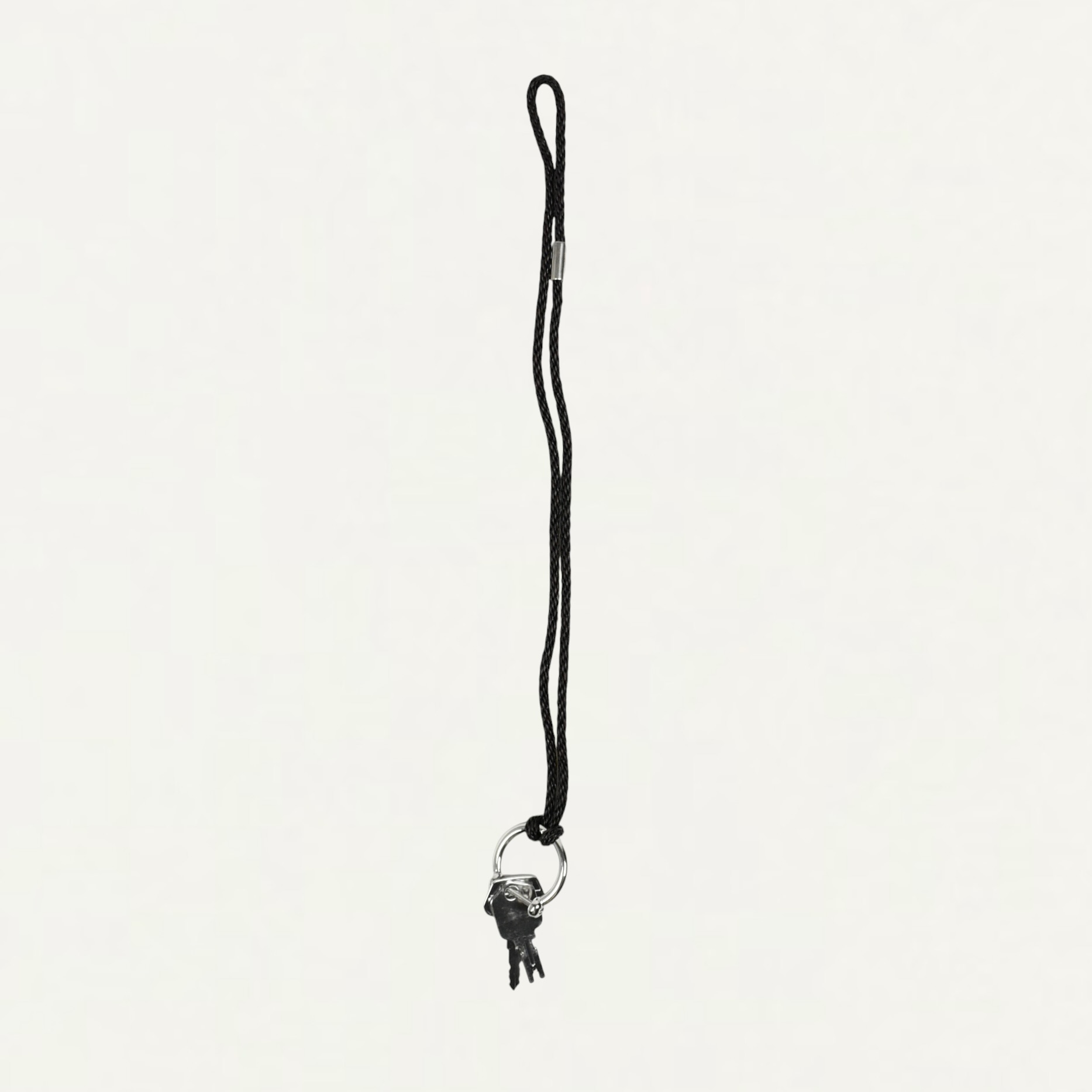 LEMAIRE KEYRING NECKLACE WITH BRAIDED RECYCLED LEATHER CORD SILVER[SL0135 CO0045]