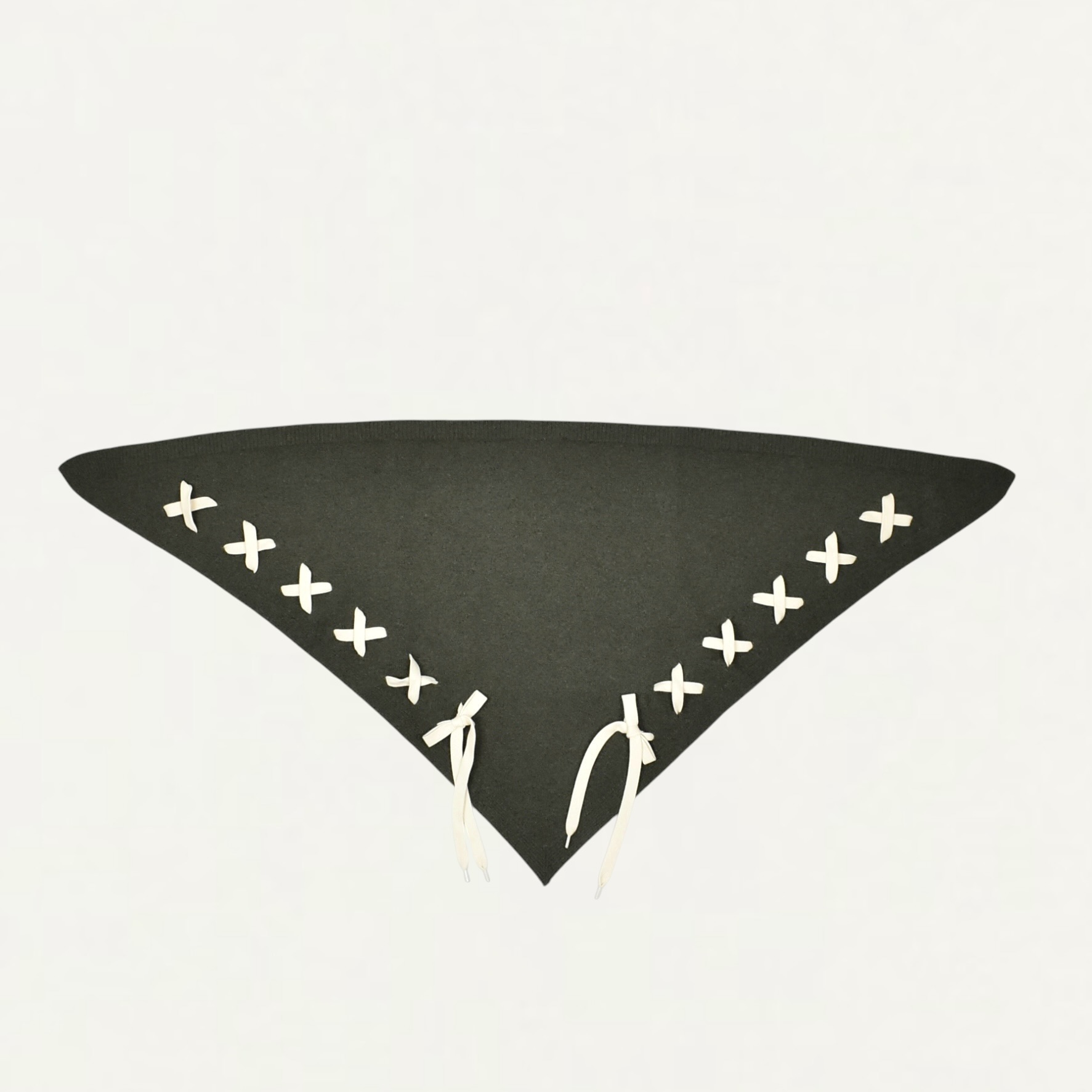 Simone Rocha Merino Lace Up Neckerchief Khaki/Ecru[LMK16W 0660]
