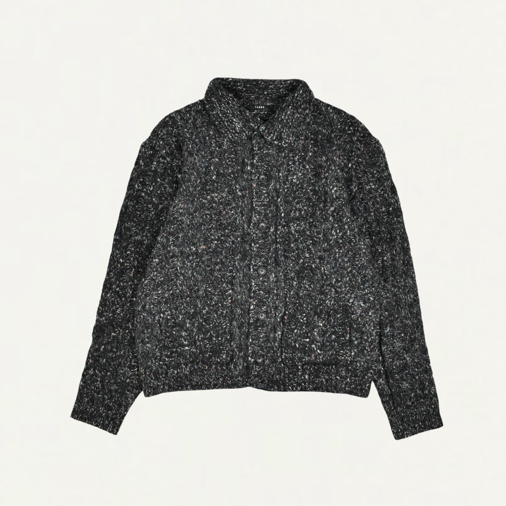 TAAKK MULTICOLOR CABLE KNIT CARDIGAN BLACK[TA26AW-KN061]
