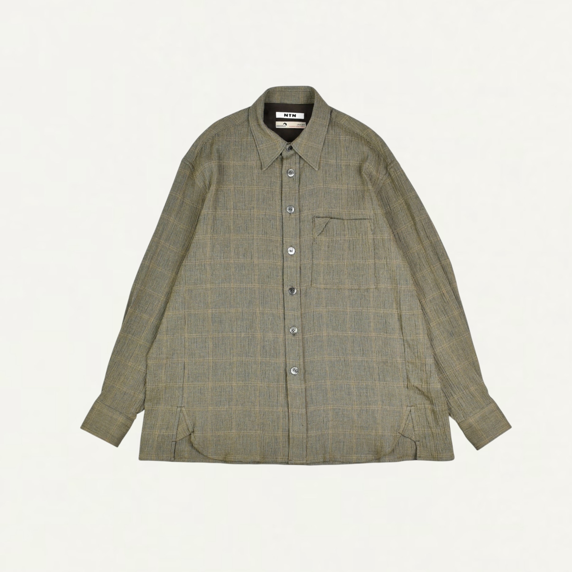 NTN DOUBLE GAUZE COTTON CHECK BETA SHIRT BEIGE/BROWN CNECK[N007-050093]